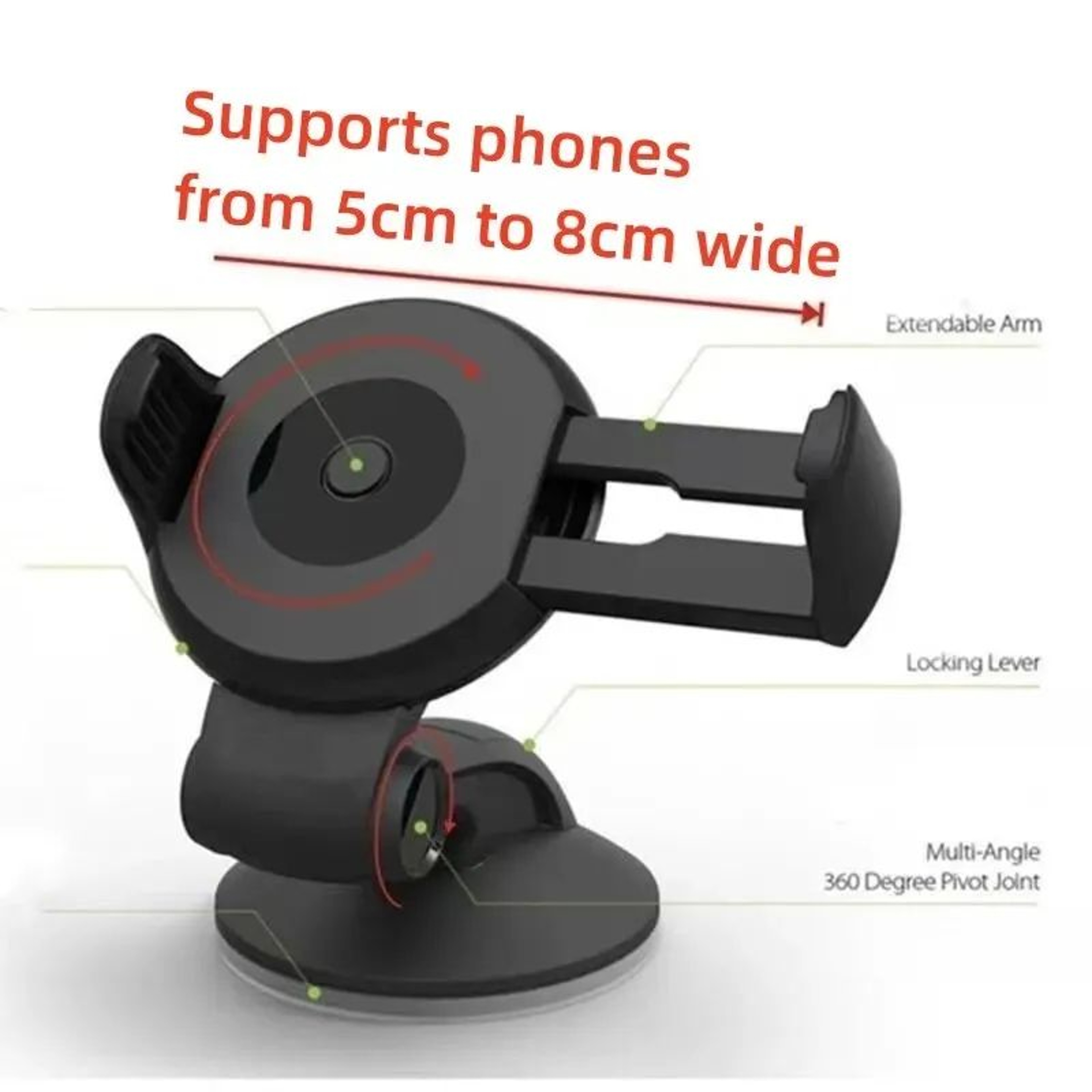 360 Universal Car Phone Holder  Adjustable Windshield Phone Mount For HandsFree Driving 2