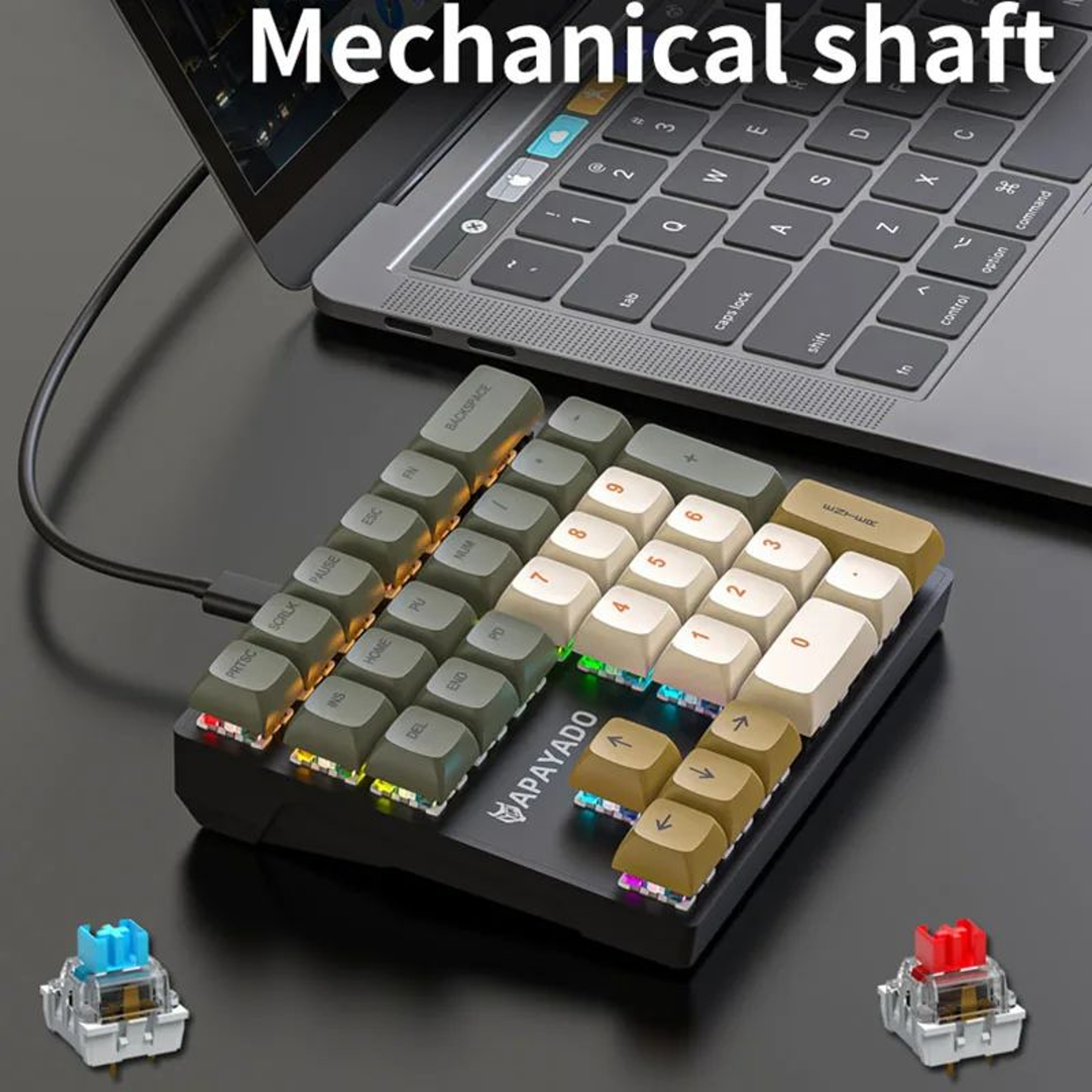 APAYADO K33 Mini Mechanical Numeric Keypad With RGB Backlight  PBT Keycaps 2