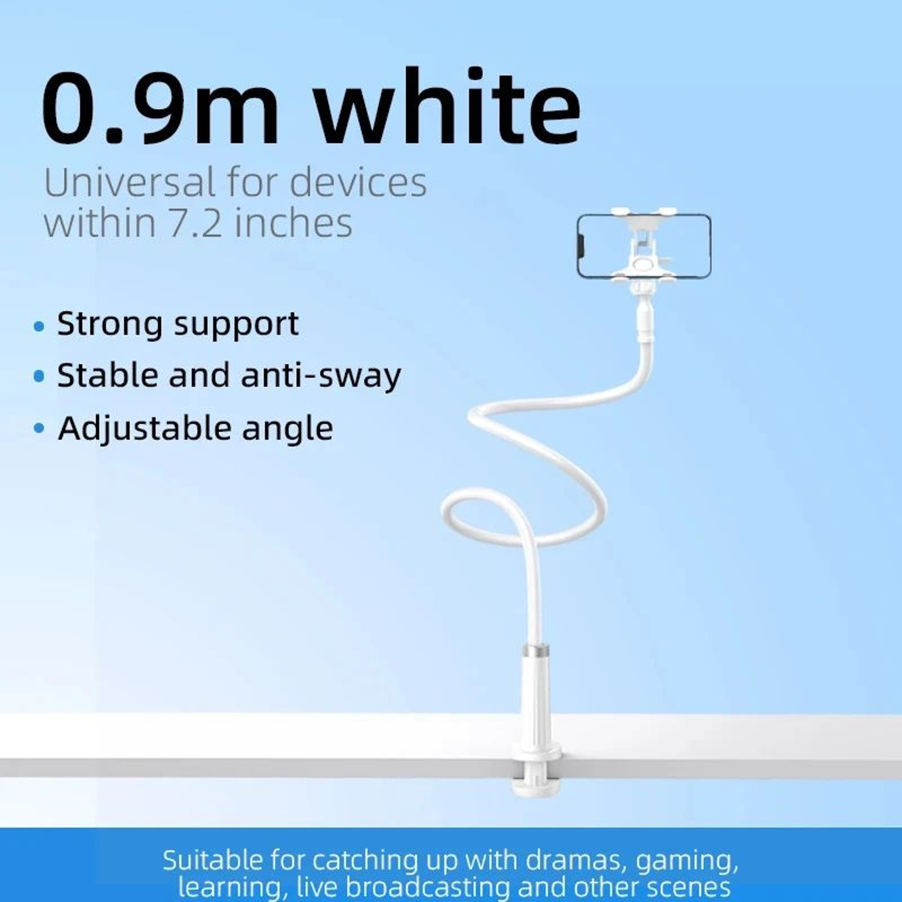 Universal Adjustable Phone Stand With Rotating Clip  Bedside  Desk HandsFree Holder 6