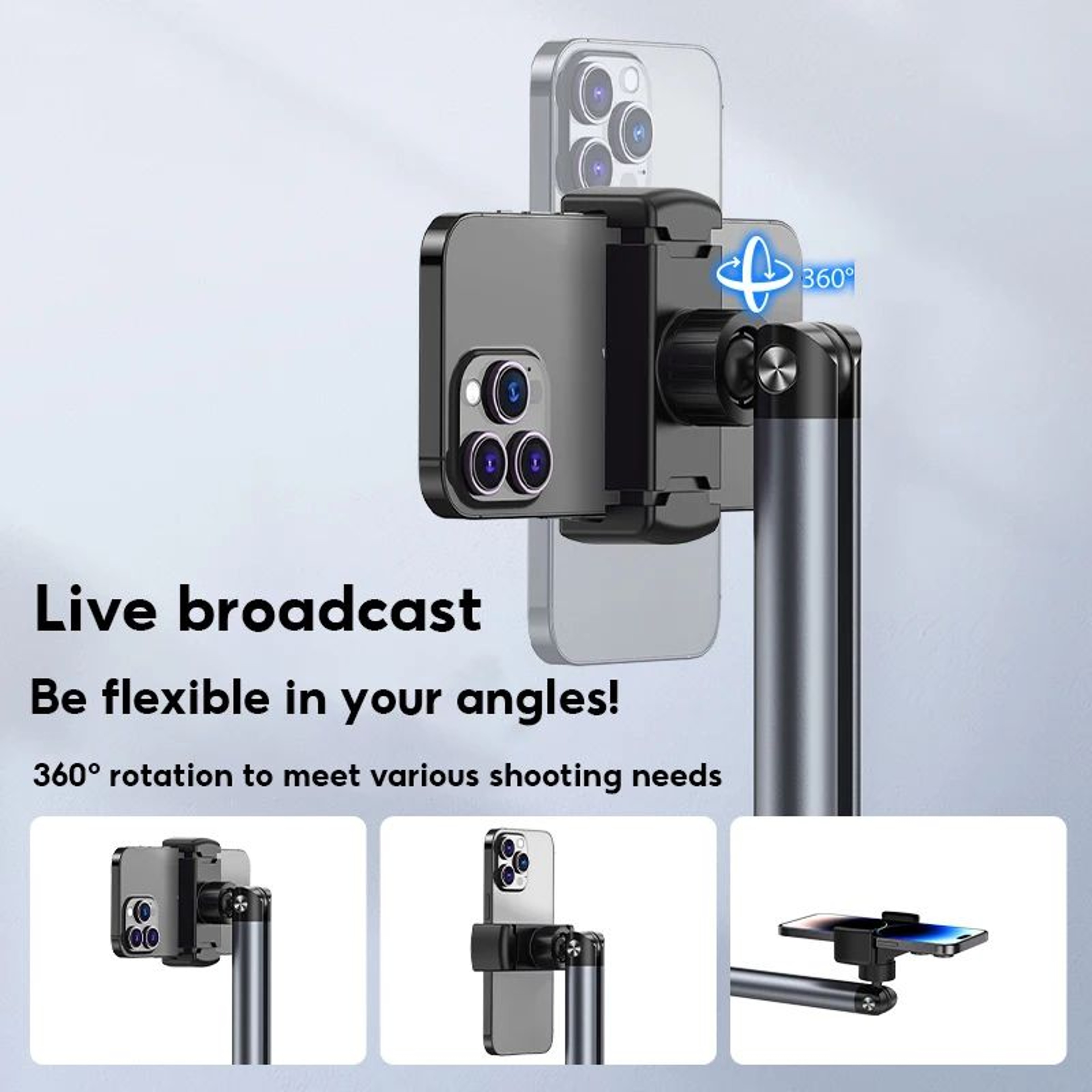 Adjustable Floor Tablet Stand With 360 Rotating Clip  Aluminum IPad Stand For HandsFree Viewing 0