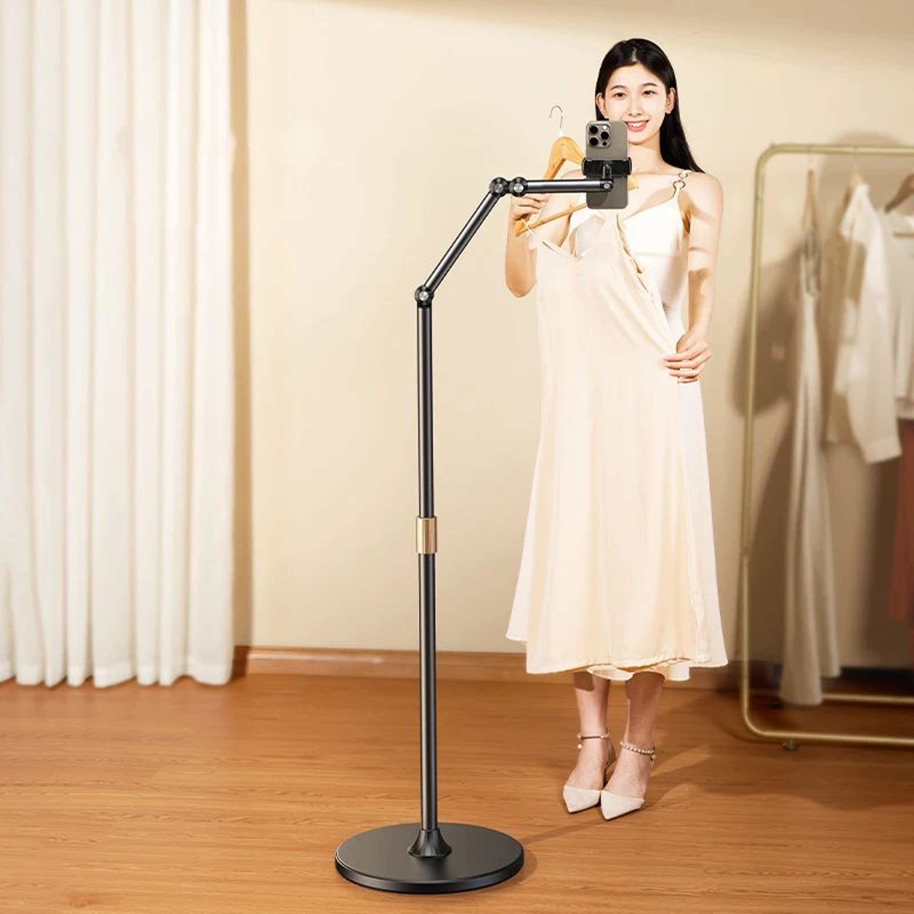Adjustable Floor Tablet Stand With 360 Rotating Clip  Aluminum IPad Stand For HandsFree Viewing 3