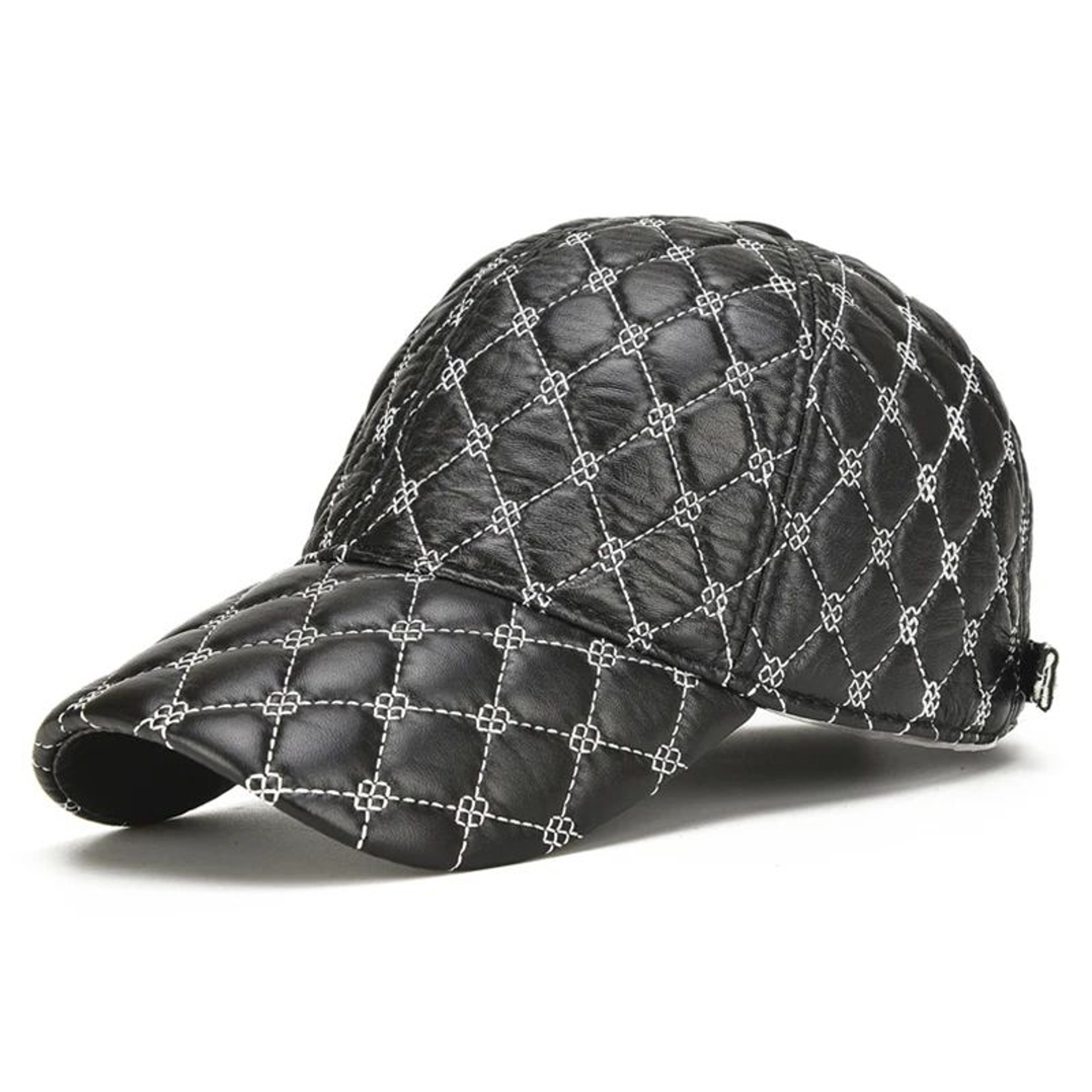 Premium Sheepskin Genuine Leather Baseball Cap  Classic Black Dad Hat For Men 5