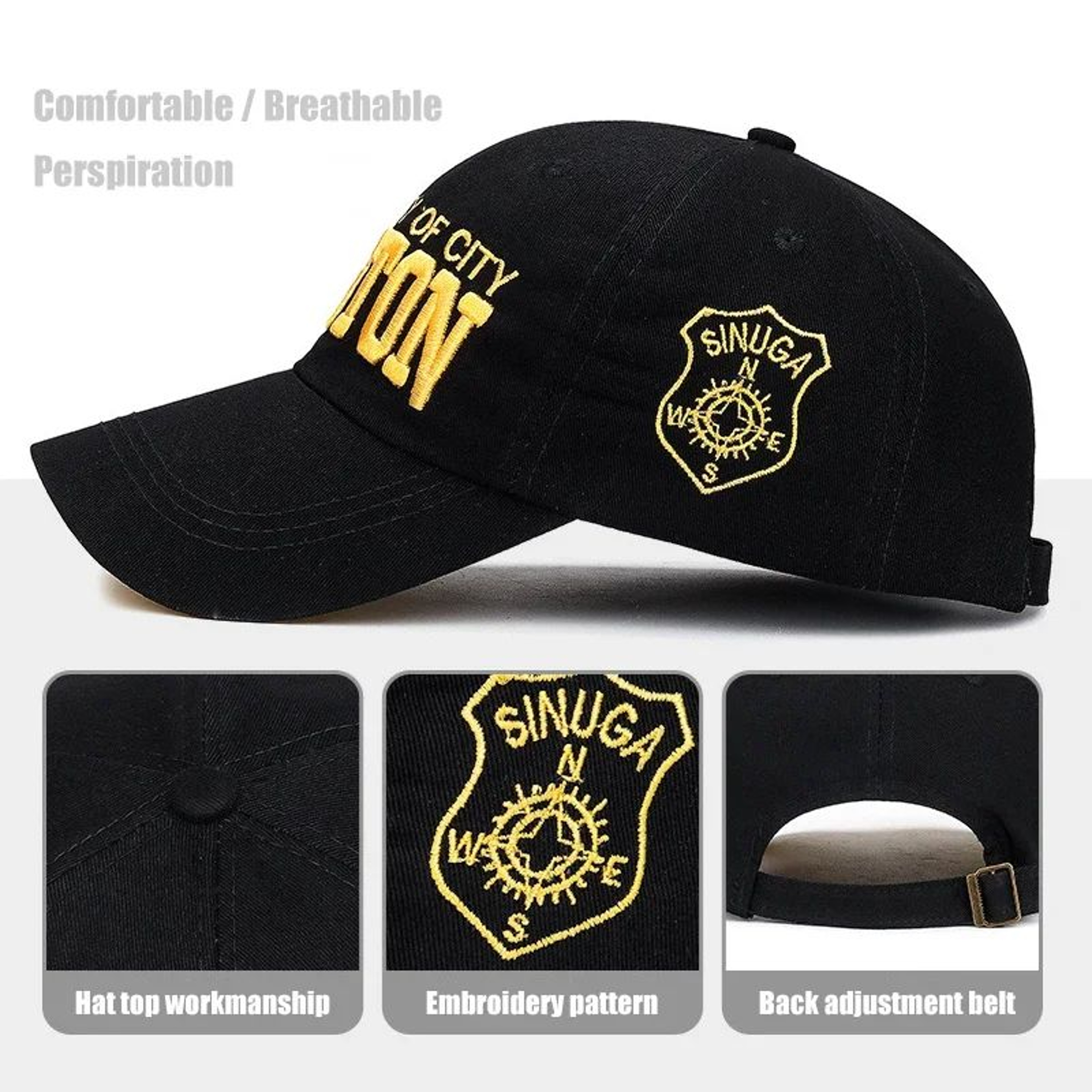 Classic 3D Embroidered Cotton Baseball Cap  Adjustable Unisex Snapback Hat 4