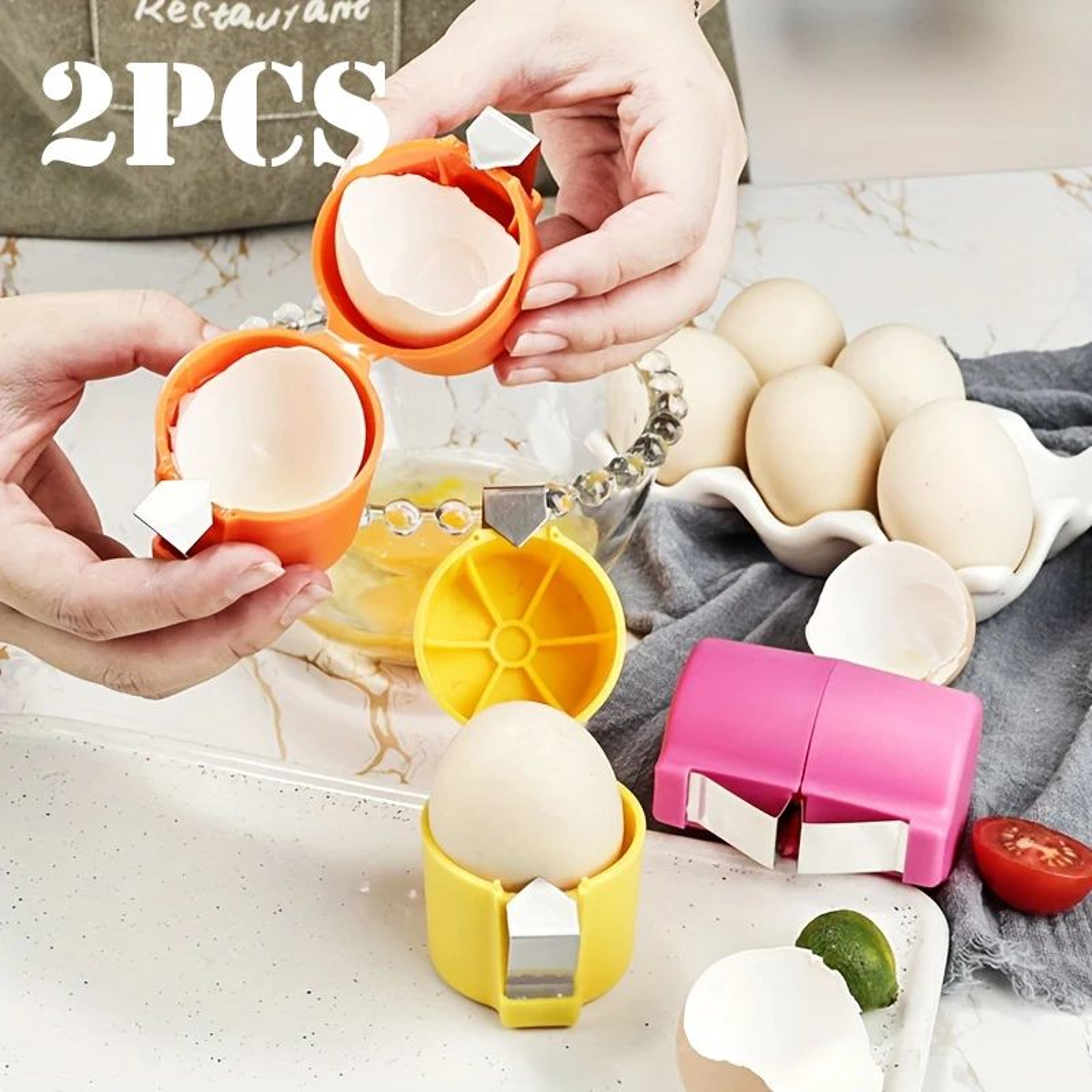 Precision Egg Cracker Tool With BuiltIn Separator  Handheld Egg Shell Opener For MessFree Cooking 0