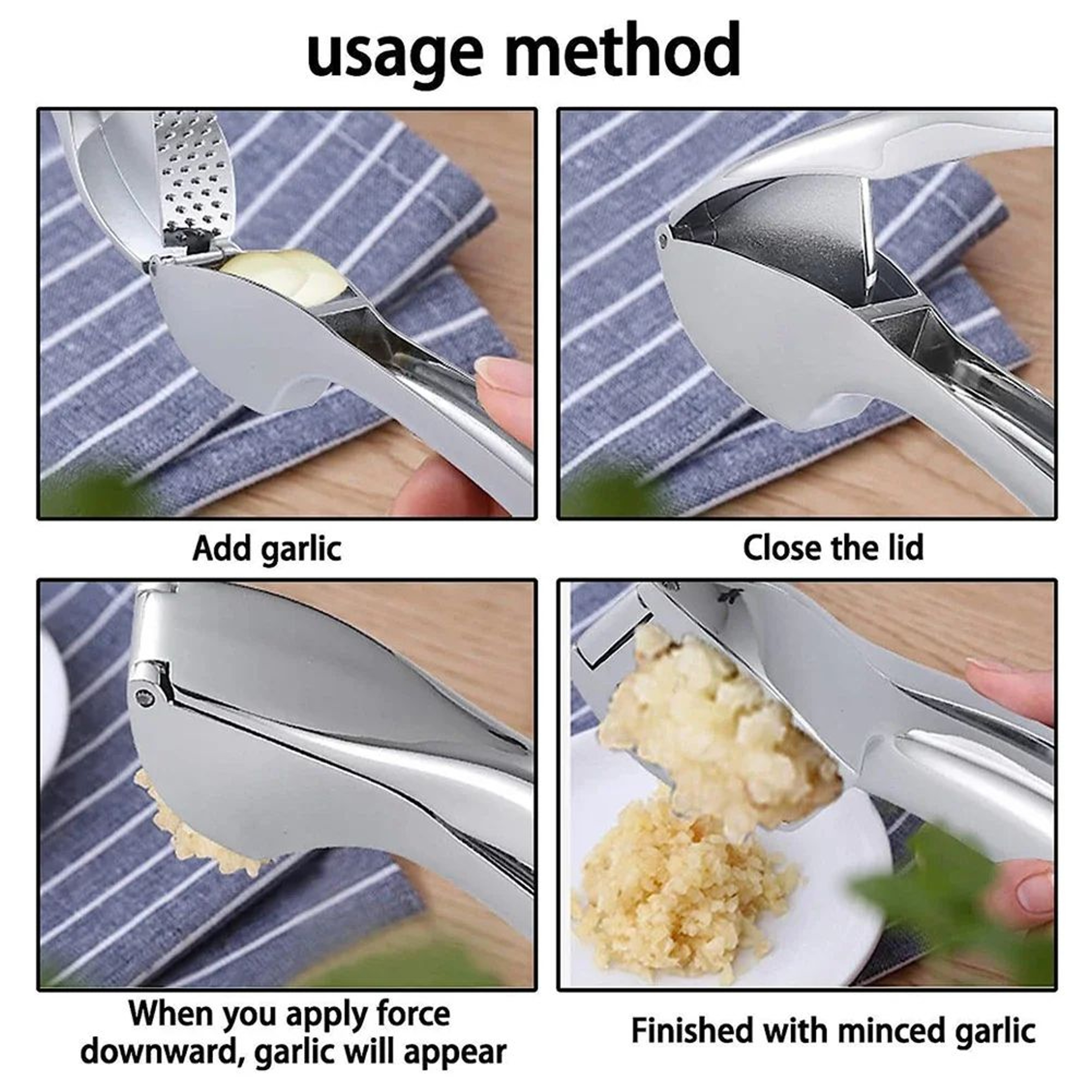 EffortSqueeze Stainless Steel Garlic Press  Mincer Tool 4
