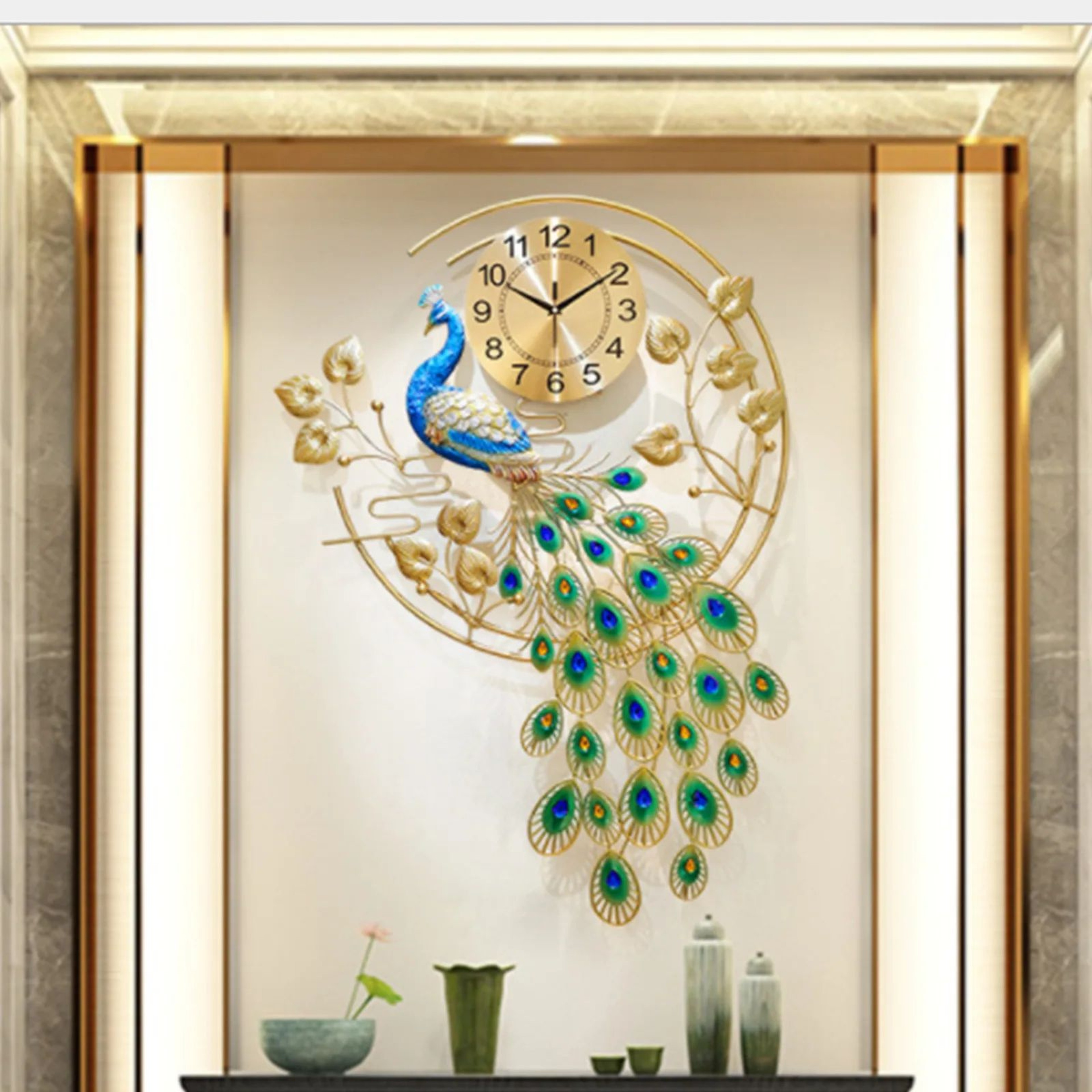 Modern Peacock Metal Wall Clock  Elegant Silent Wall Clock Decor 3