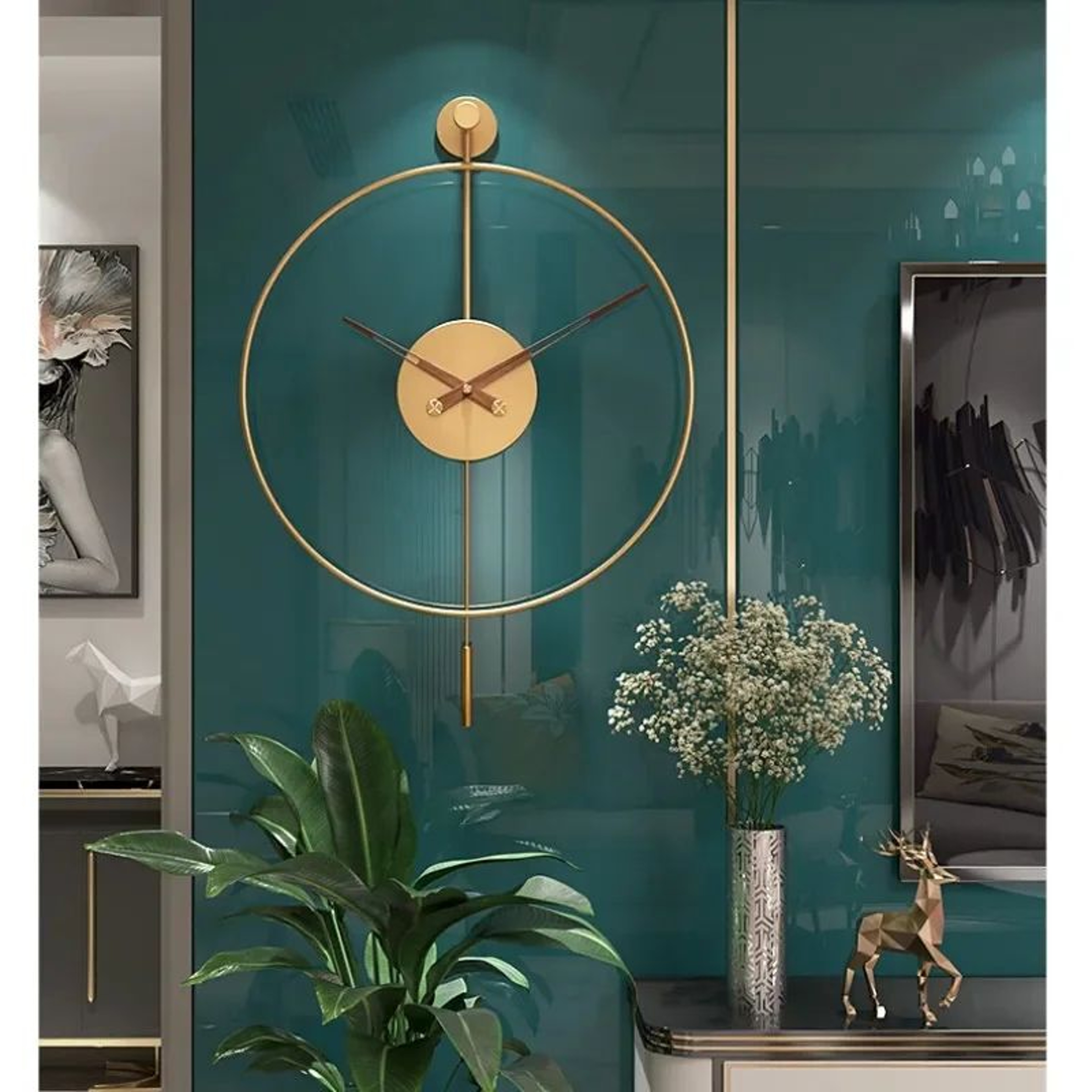 Modern Minimalist Swing Pendulum Wall Clock  Silent Decorative Metal Wall Clock For Living Room  Of 5