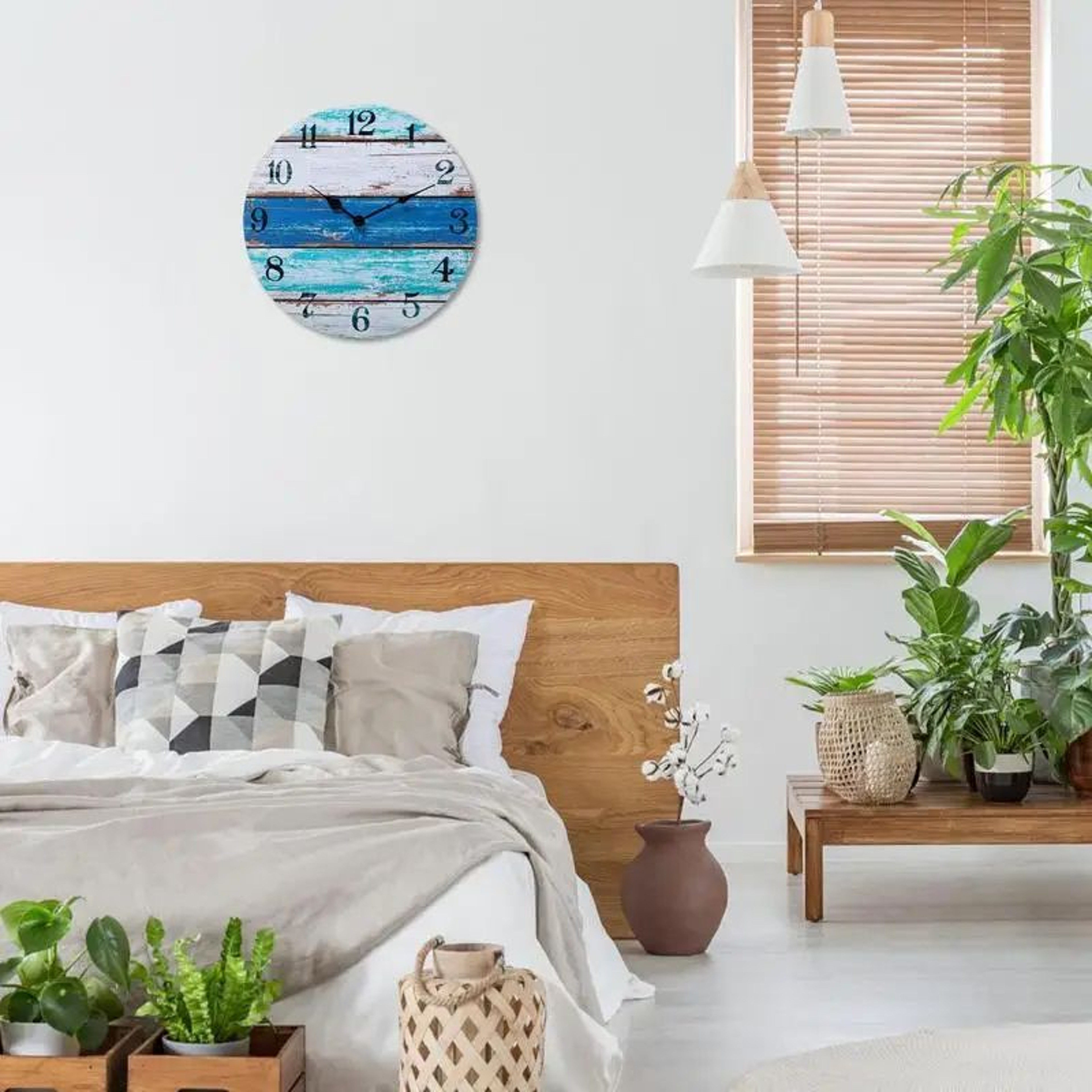 Blue Coastal Wall Clock 10 Inch Silent Non Ticking Beach Decor Clock 2