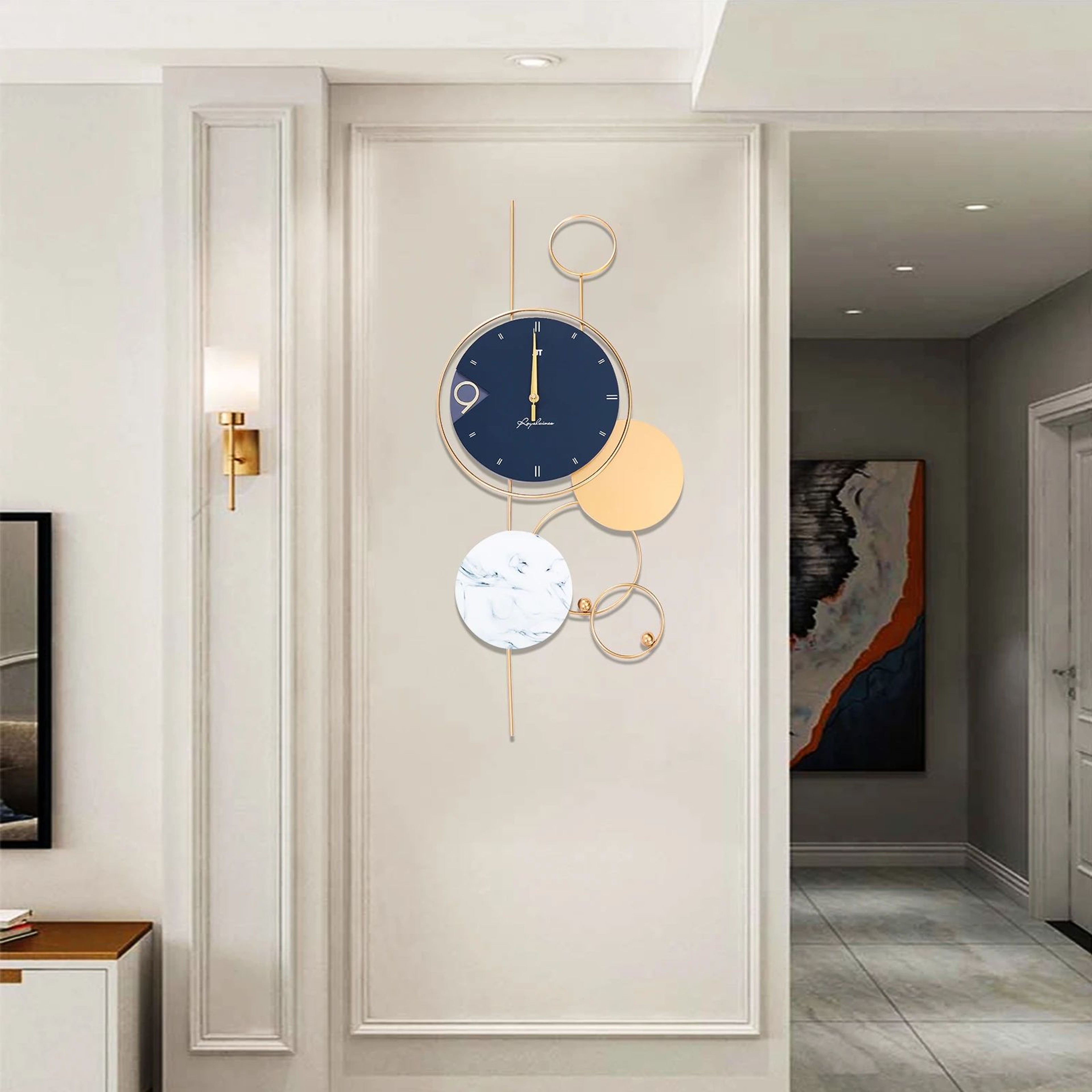 Luxury Gold Metal Large Wall Clock  Silent Modern Decorative Wall Clock For Living Room 5