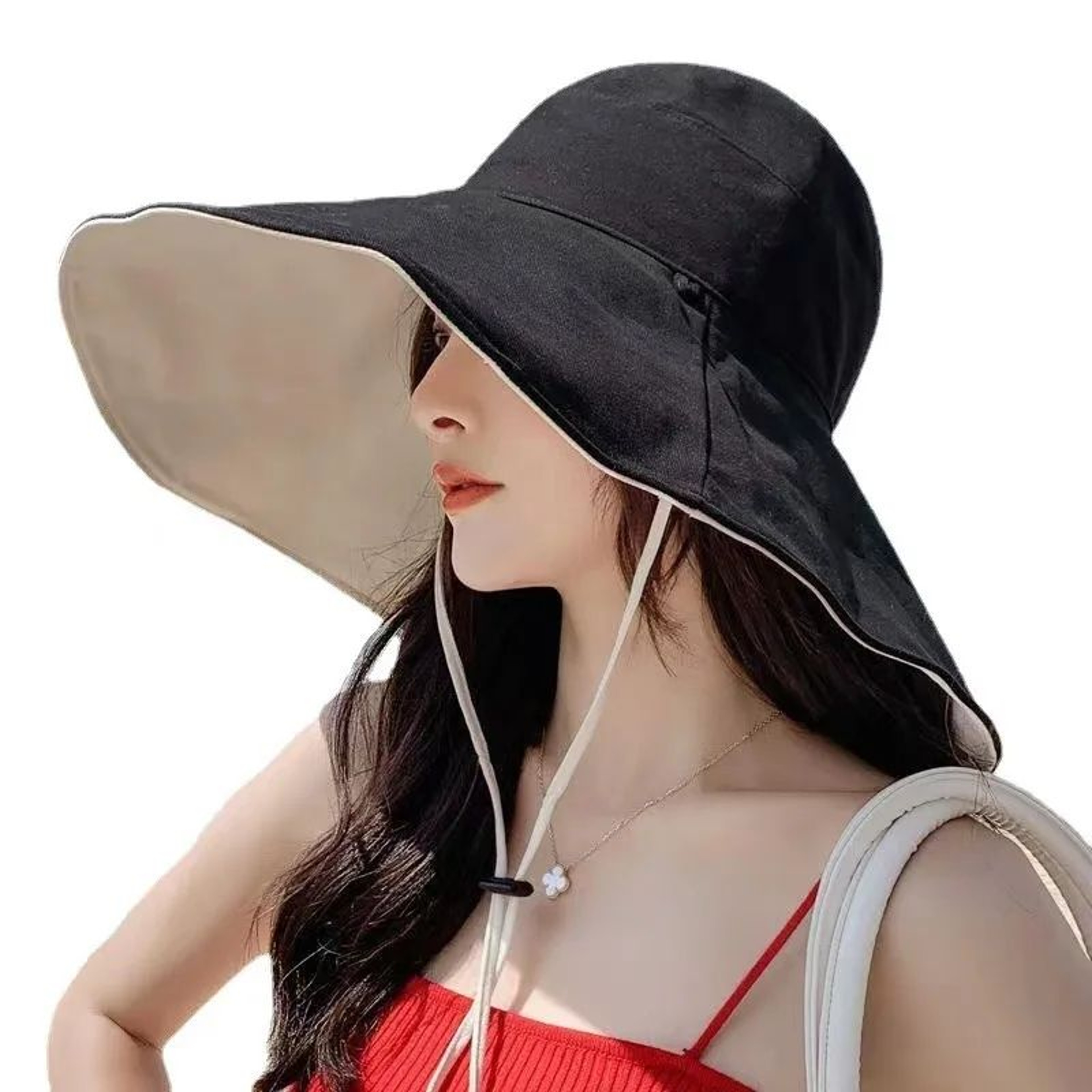 UPF 50 Wide Brim Reversible Sun Hat  Foldable Beach  Hiking Bucket Hat For Women 4