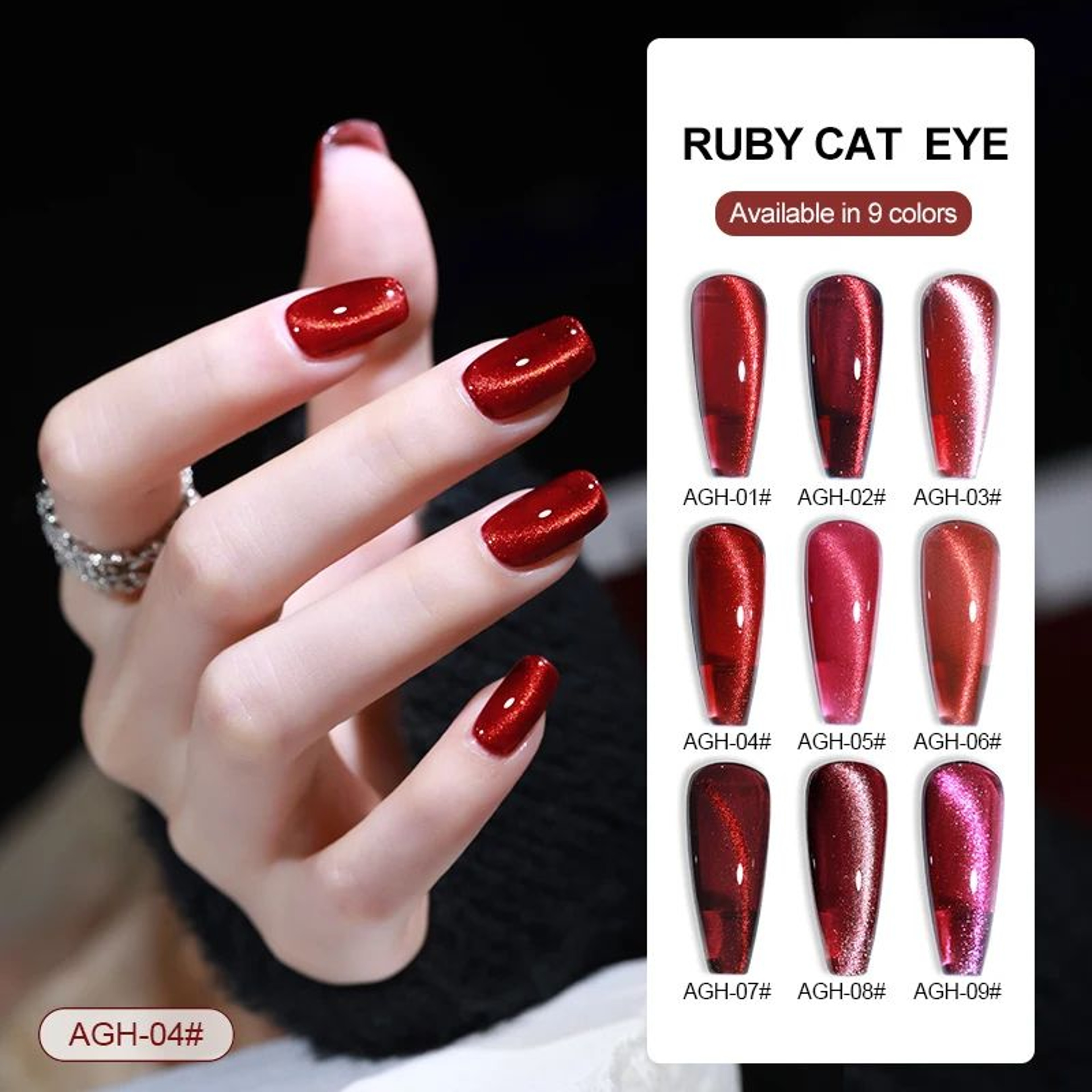 Cherry Ruby Magnetic Cat Eye Gel Nail Polish  15ml Chameleon Red UVLED Manicure Gel 0