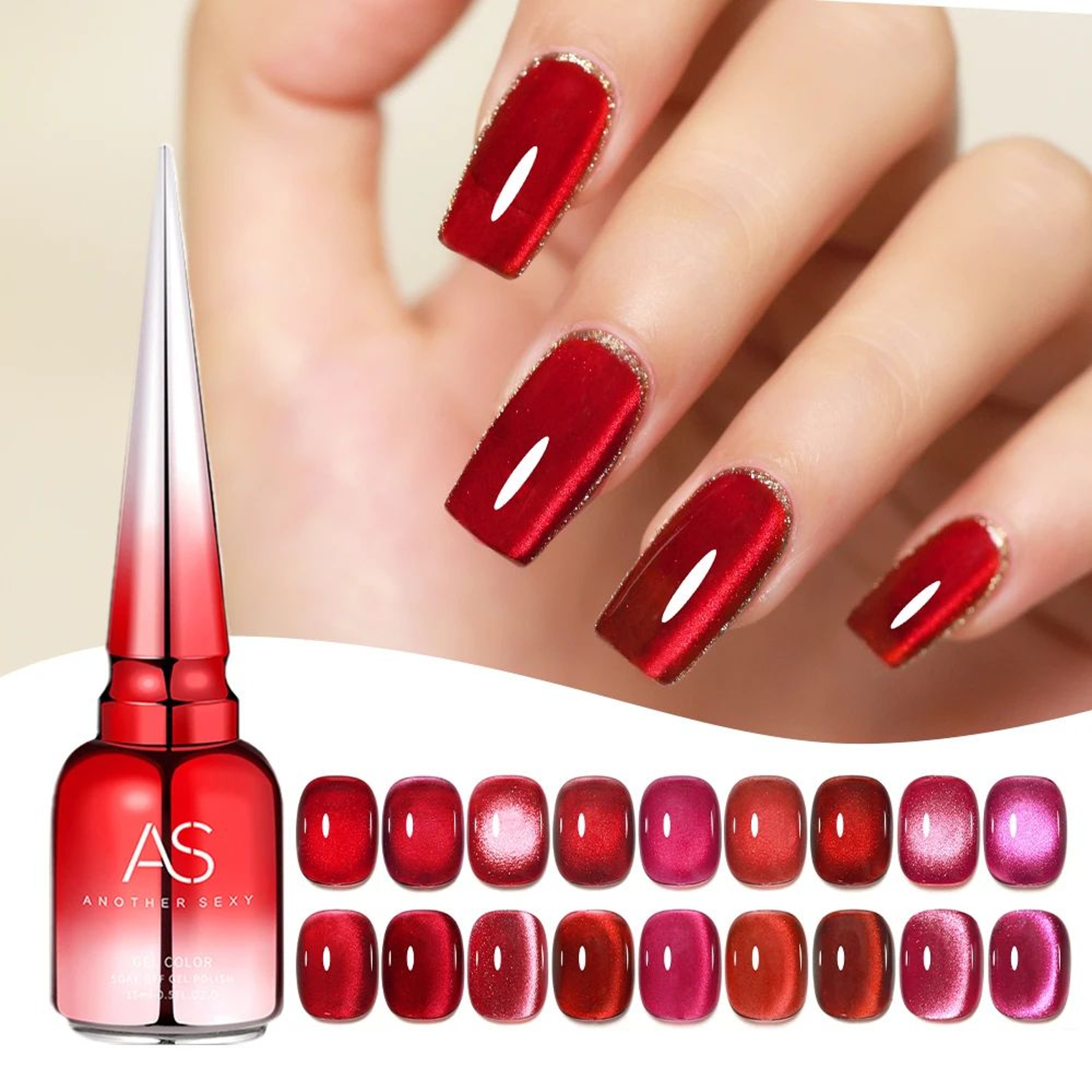 Cherry Ruby Magnetic Cat Eye Gel Nail Polish  15ml Chameleon Red UVLED Manicure Gel 1