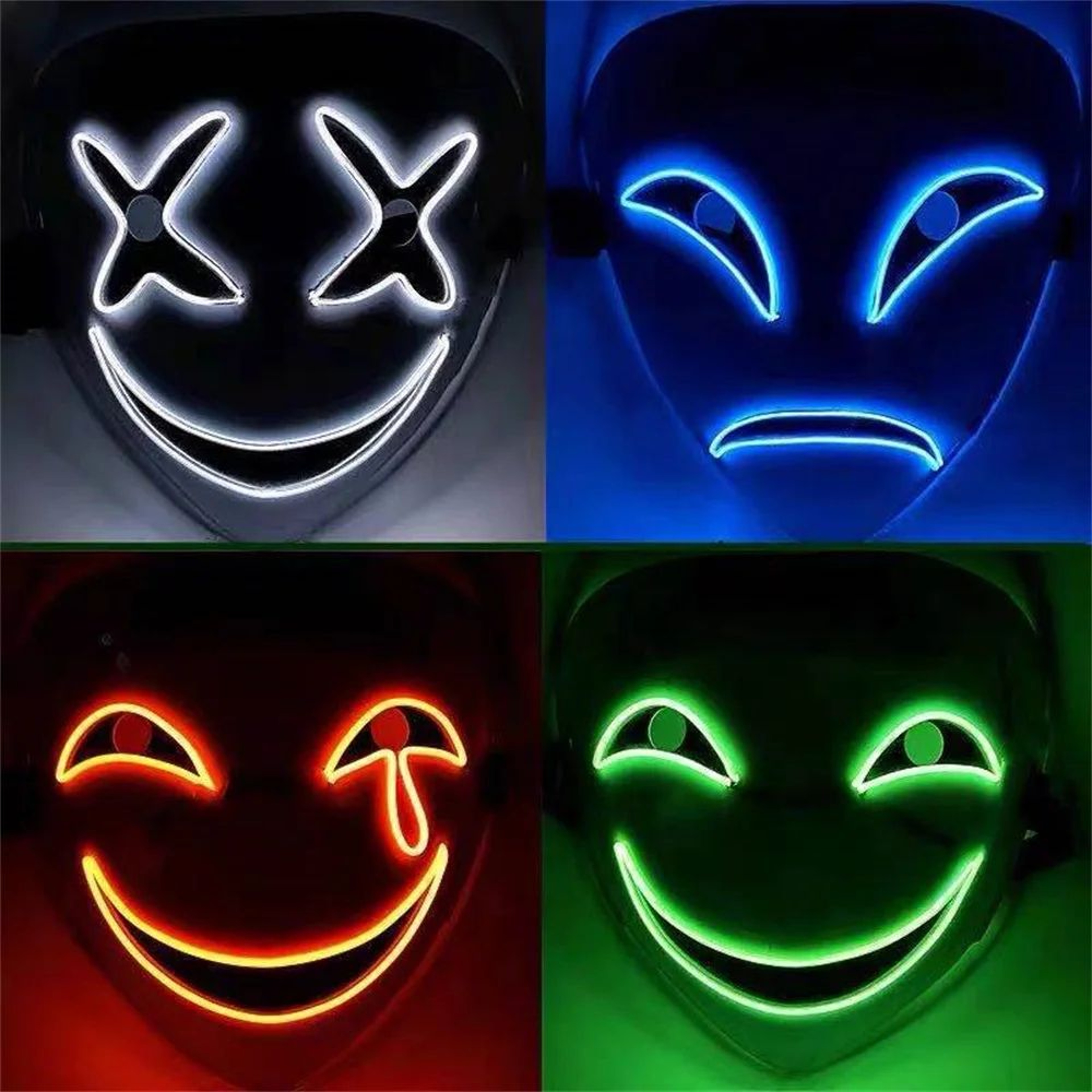 GlowGrin LED Clown Mask  Light Up LED Clown Mask For Halloween Cosplay  Scary Party Costumes 0