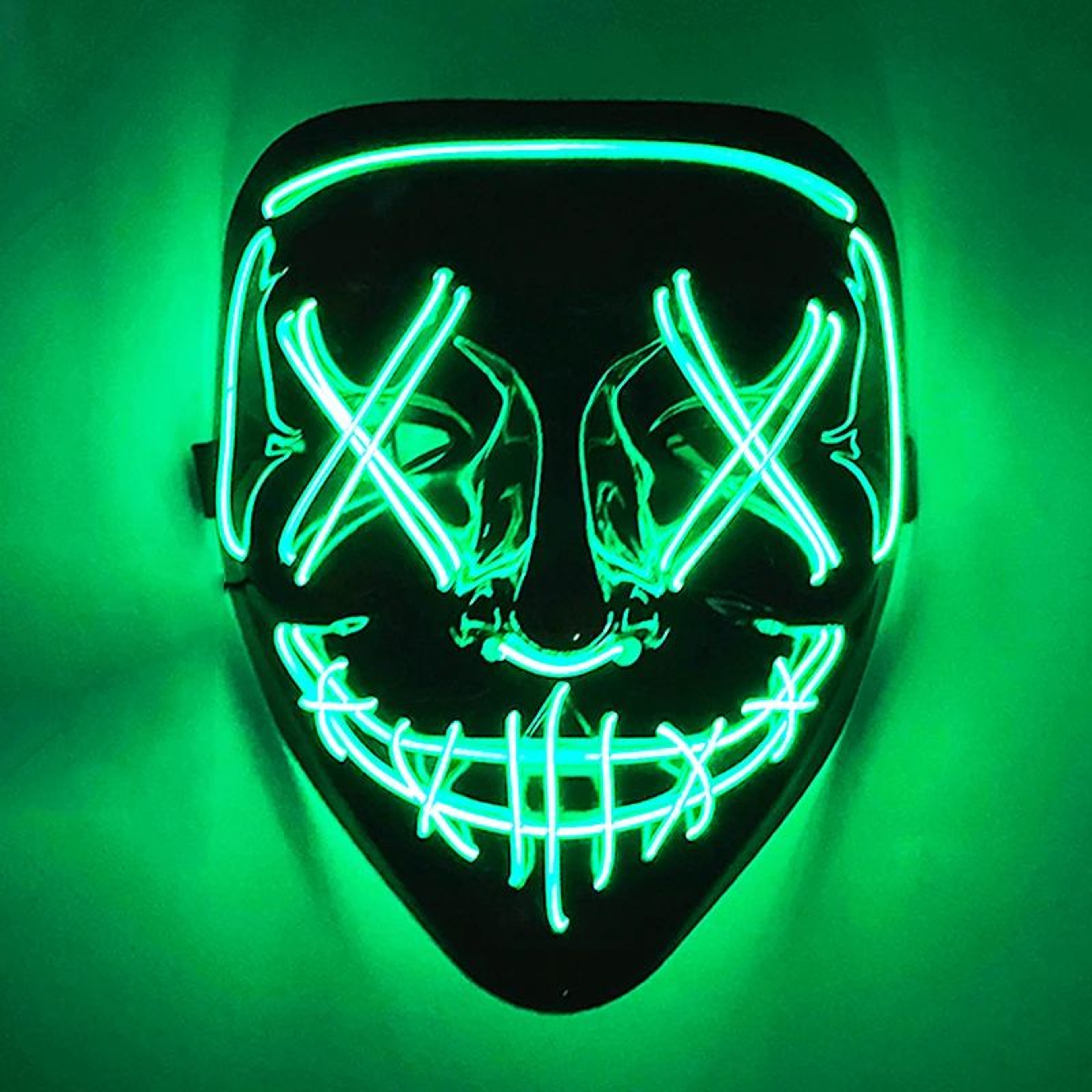 Neon Glow LED Purge Mask  Wireless Light Up Halloween Cosplay Mask 3