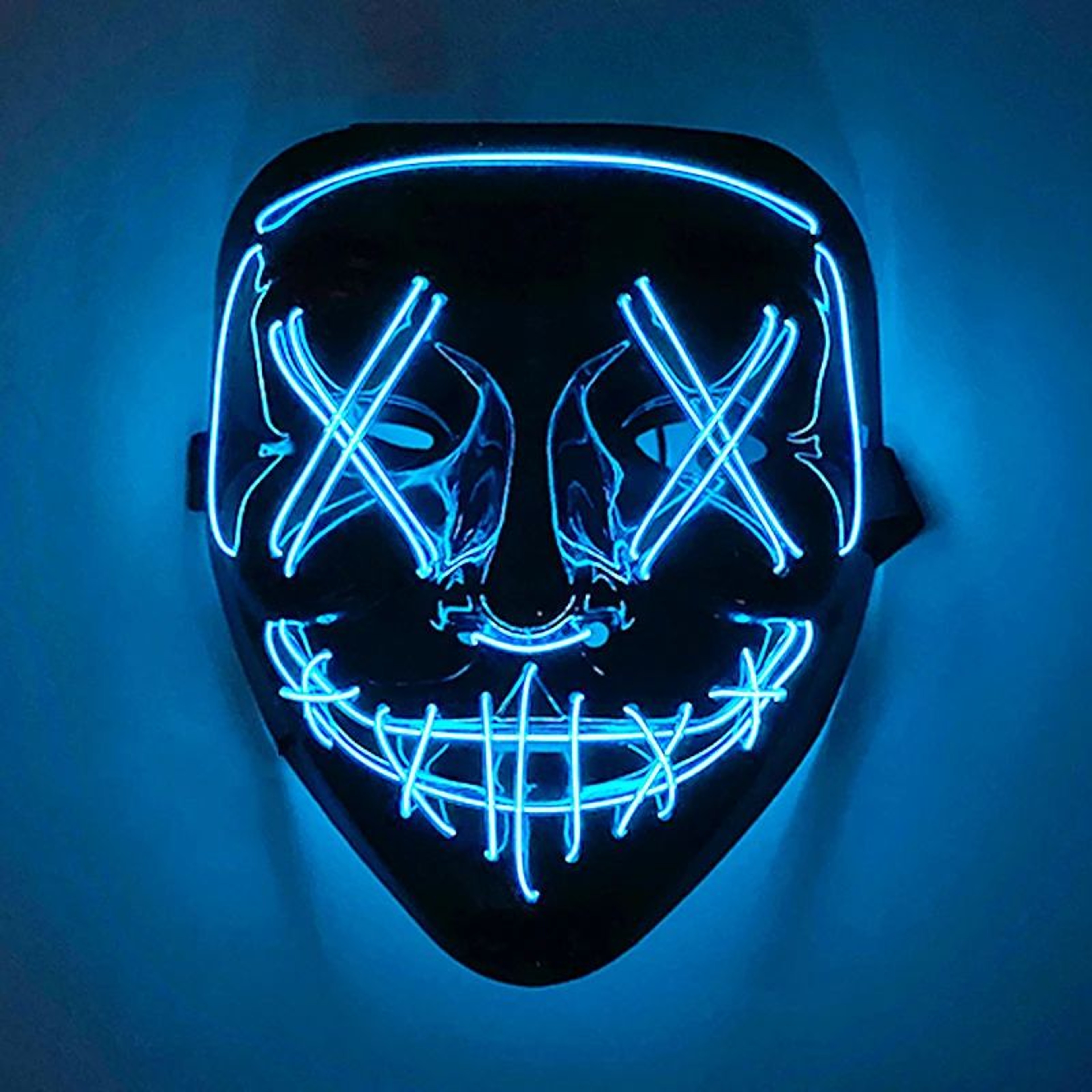 Neon Glow LED Purge Mask  Wireless Light Up Halloween Cosplay Mask 8