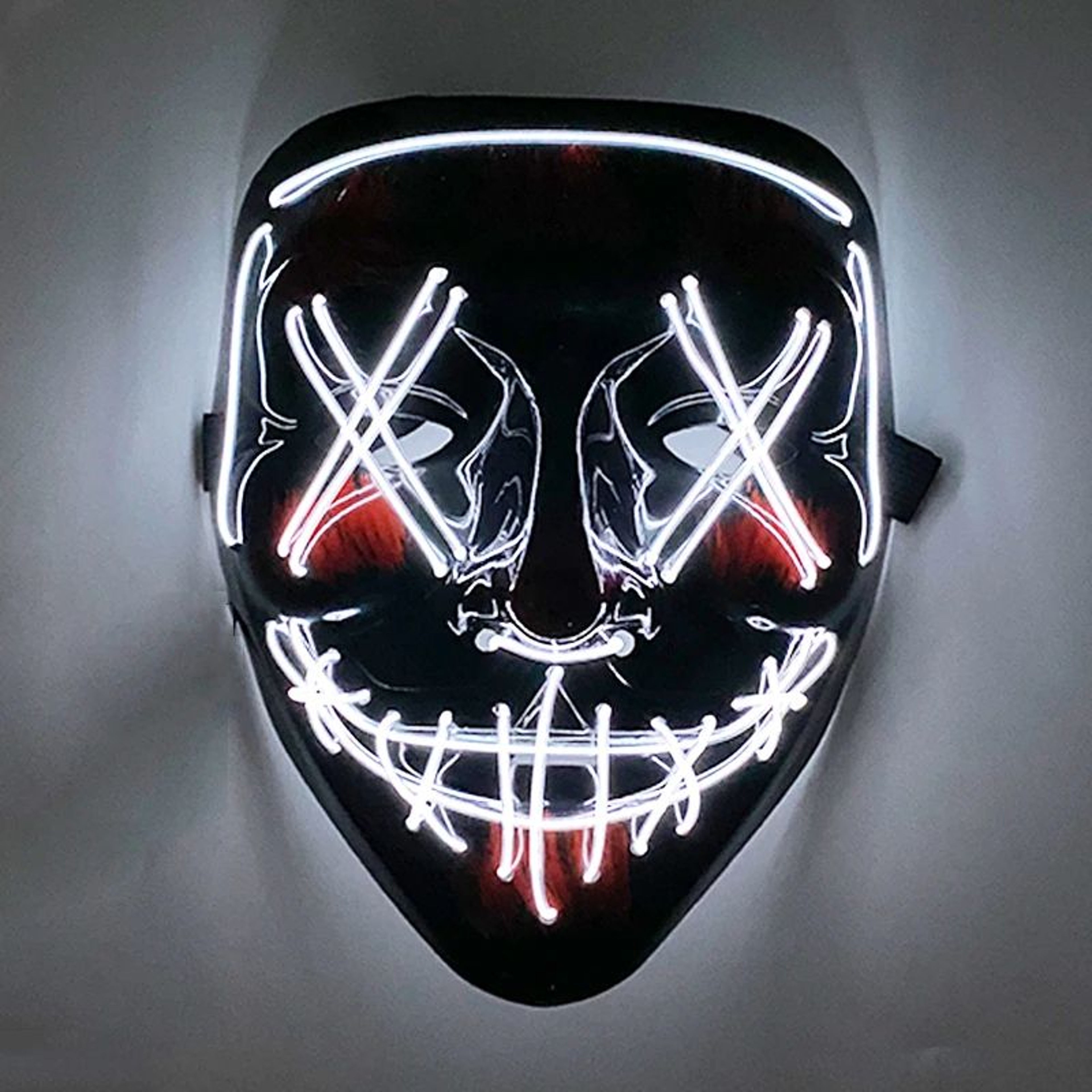 Neon Glow LED Purge Mask  Wireless Light Up Halloween Cosplay Mask 9