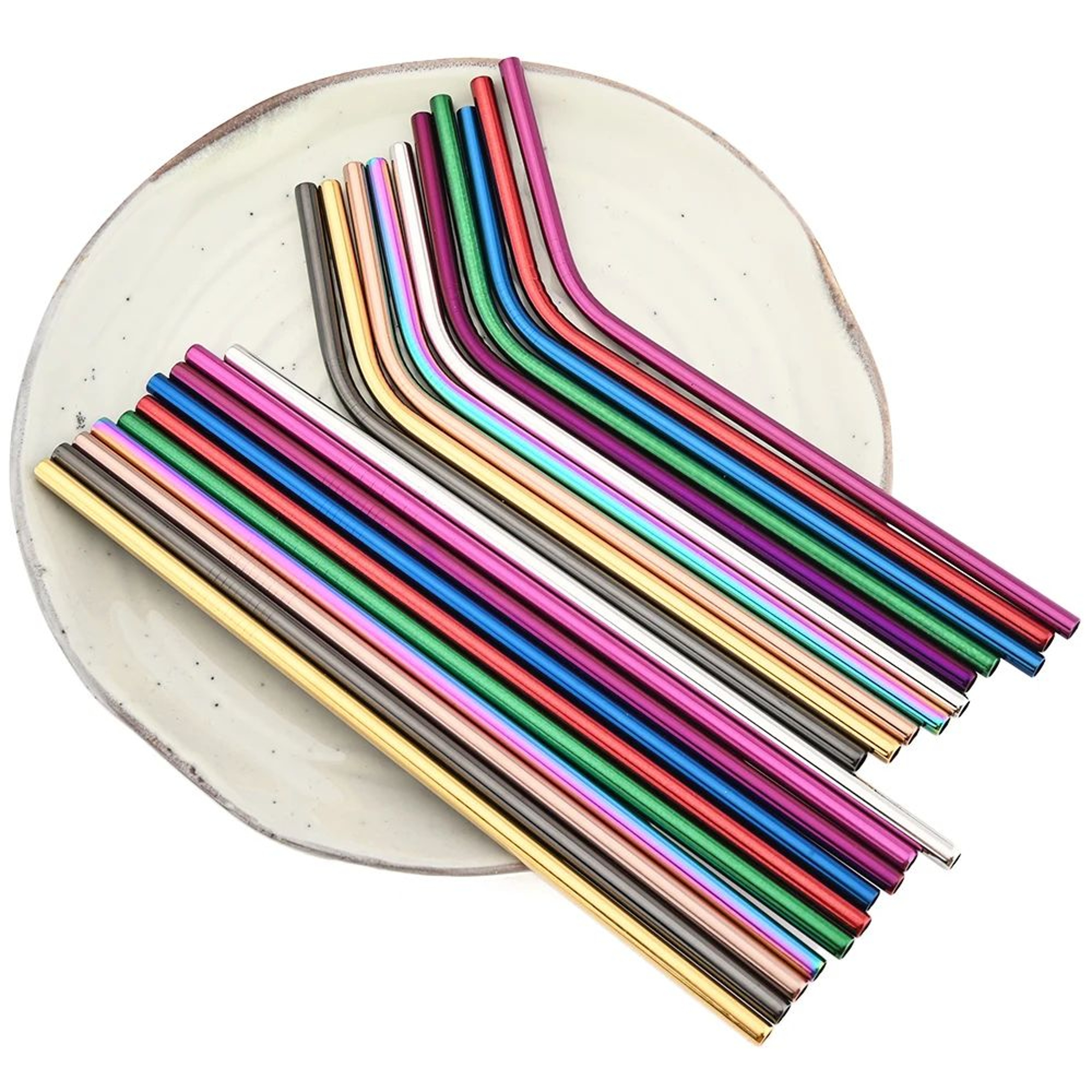 Rainbow Reusable Metal Straws Set With Cleaning Brush  Premium Stainless Steel Drinking Straws For  2