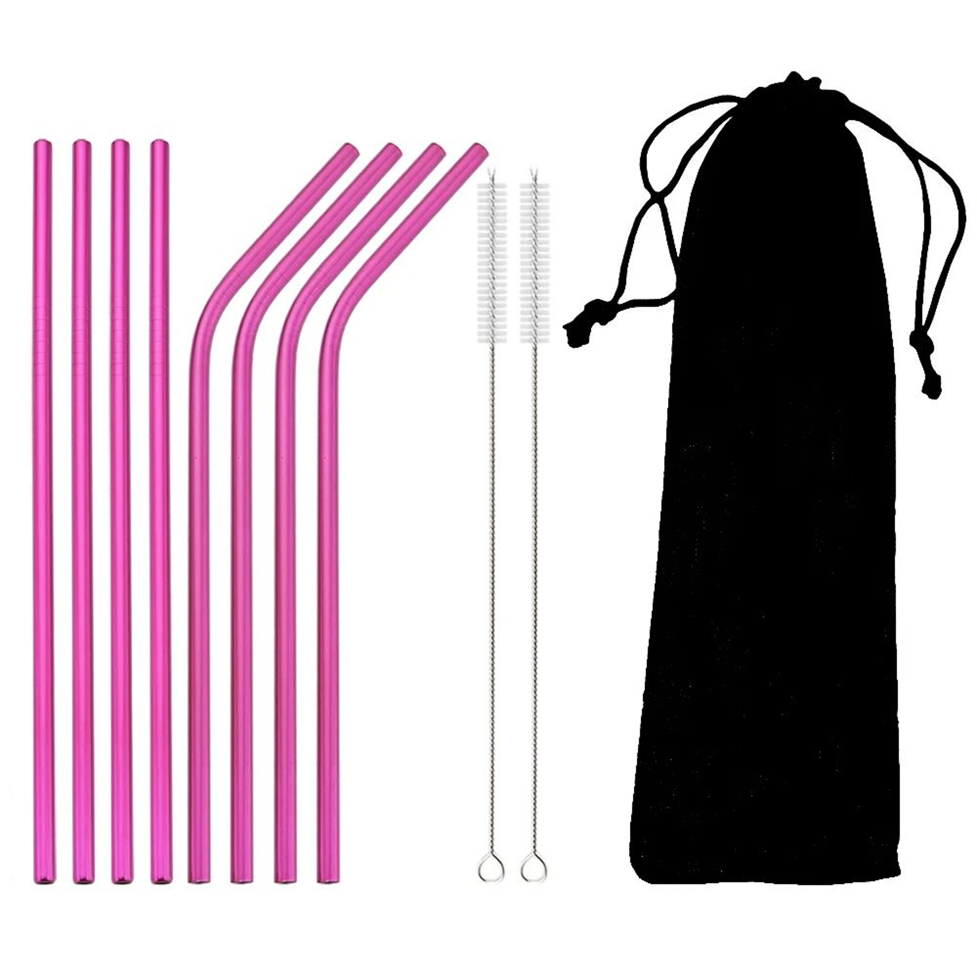 Rainbow Reusable Metal Straws Set With Cleaning Brush  Premium Stainless Steel Drinking Straws For  12