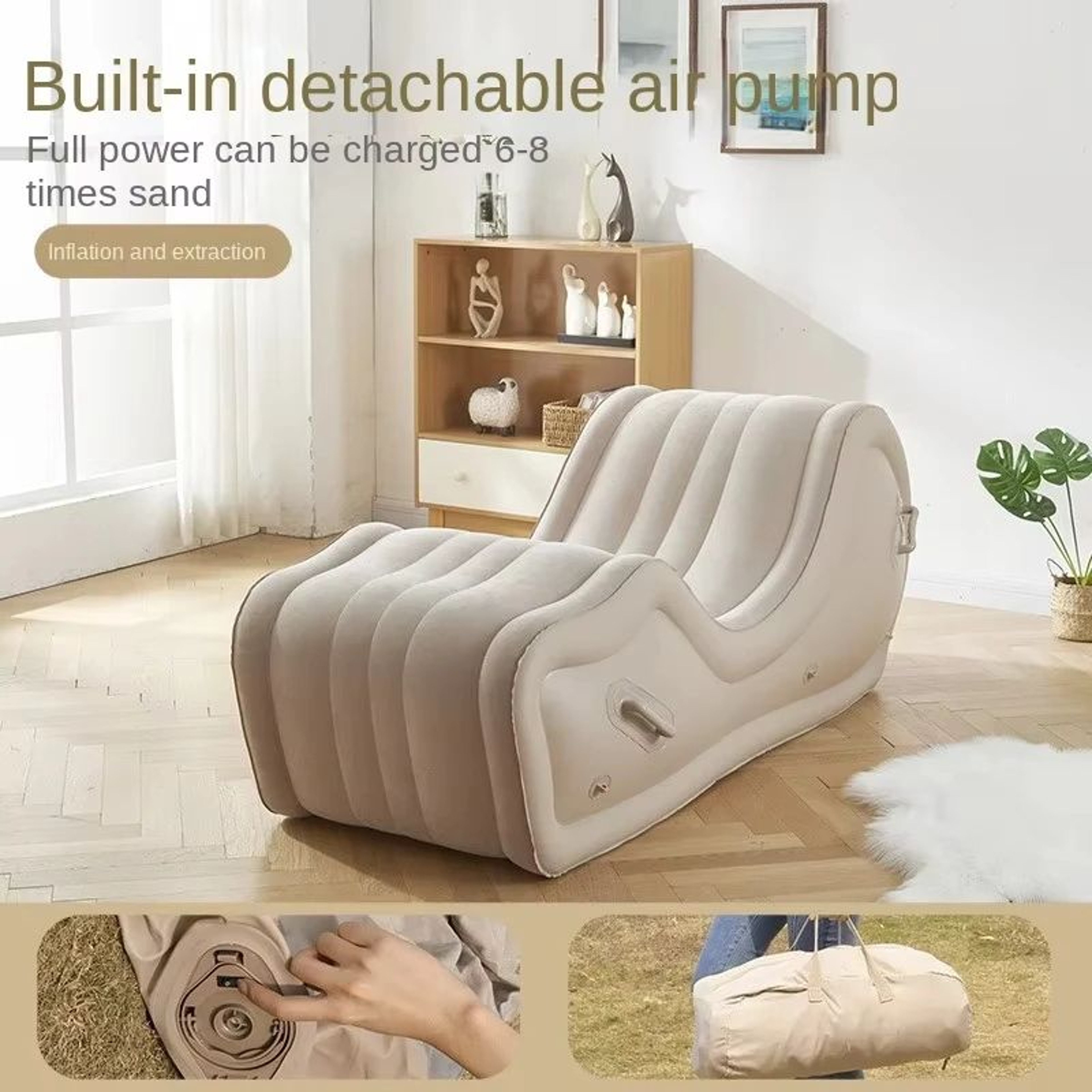 Portable Inflatable Sofa Chair  Outdoor Air Lounger For Camping Beach  Travel 0