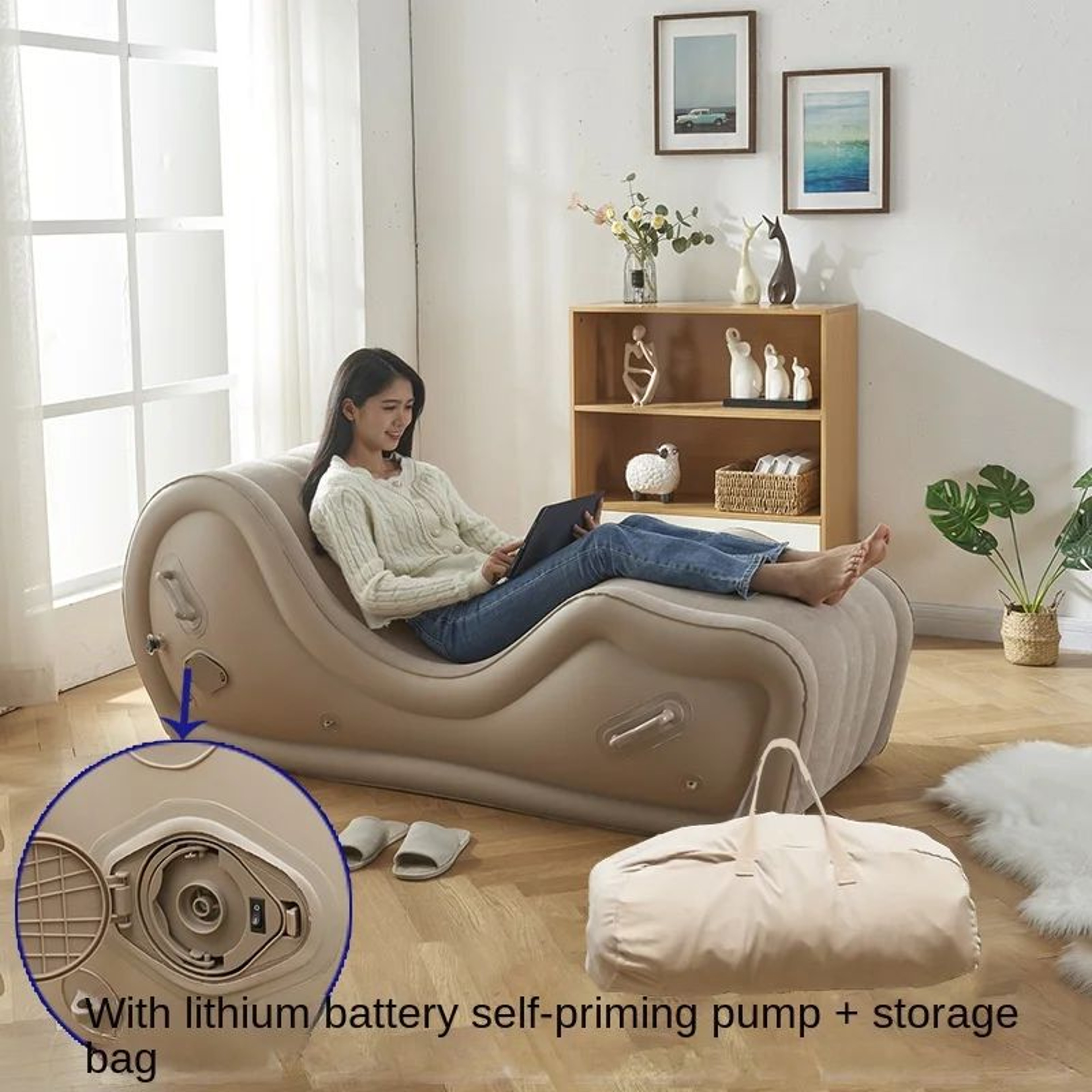 Portable Inflatable Sofa Chair  Outdoor Air Lounger For Camping Beach  Travel 7