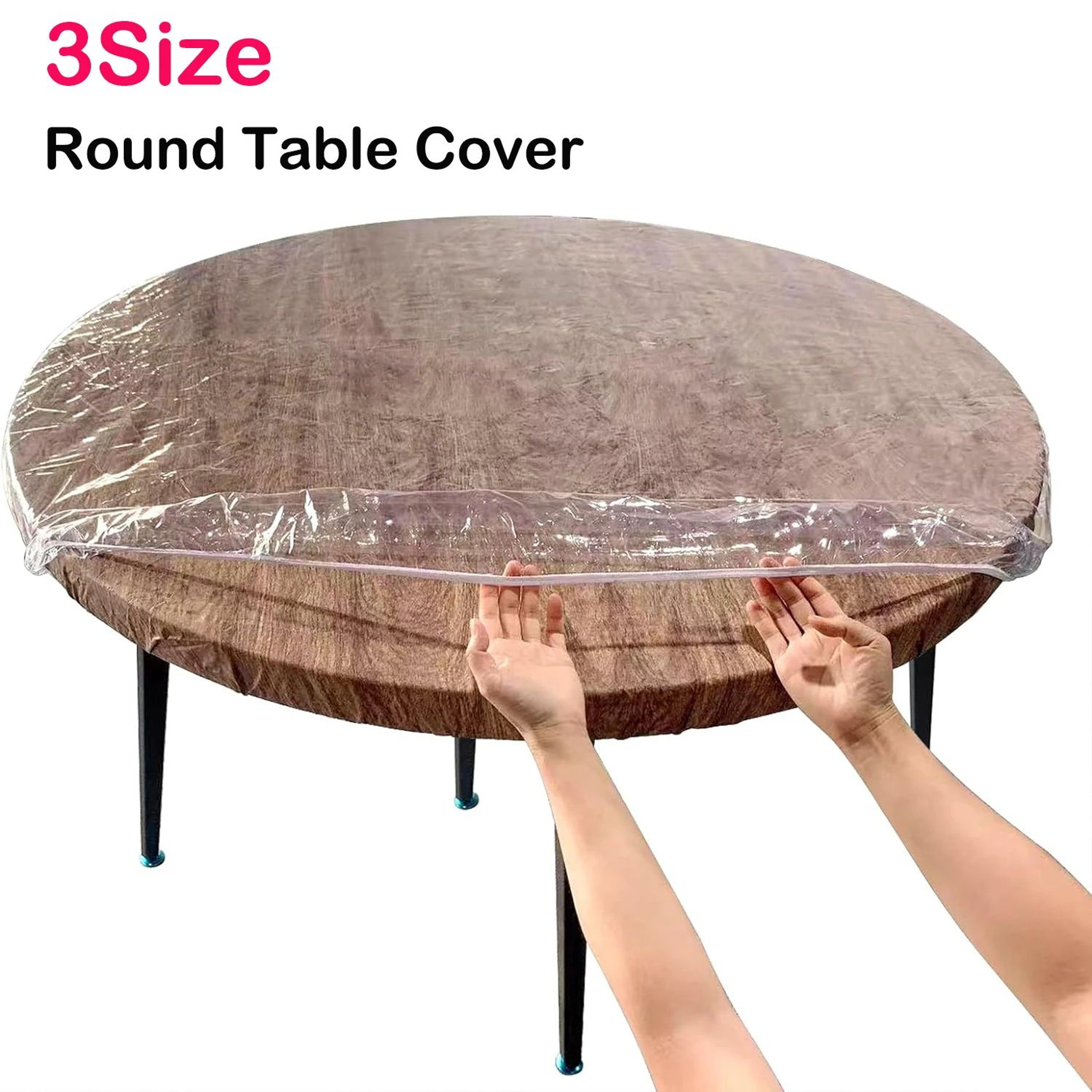 CrystalGuard Clear Round Table Protector  Elastic PVC Waterproof Table Cover 0
