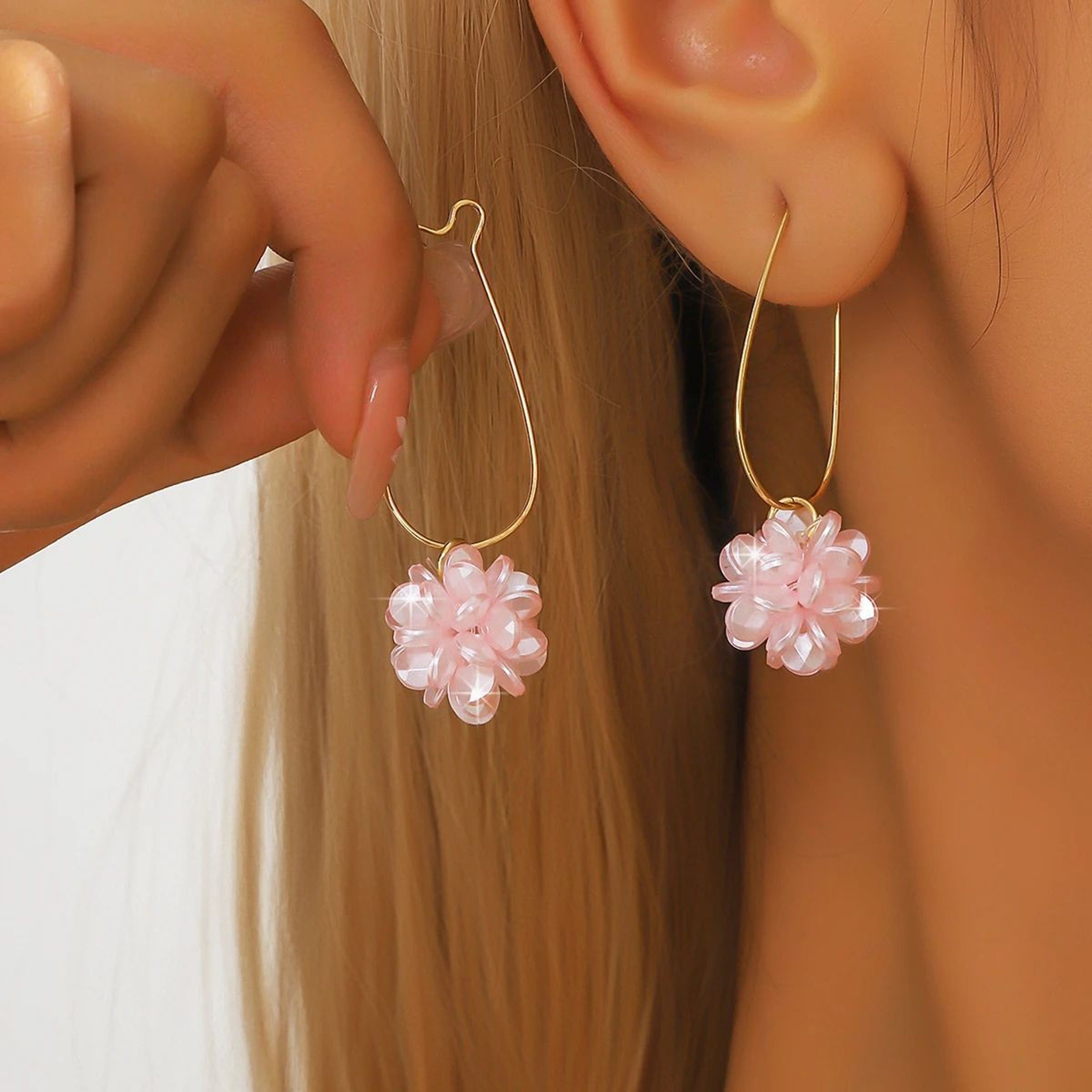 BloomPearl Floral Drop Earrings  Elegant Pearl Petal Earrings For Women 5
