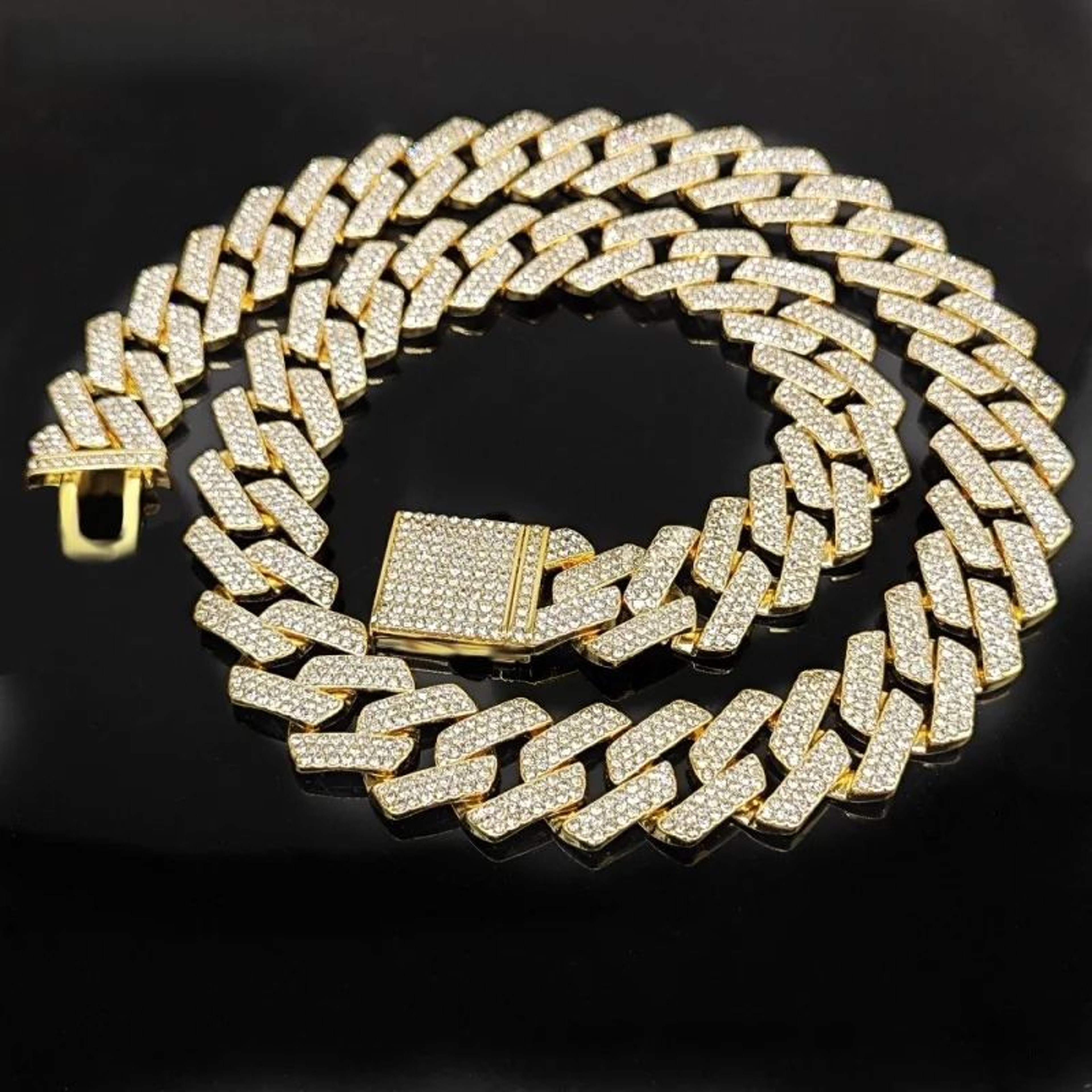 Iced Out Cuban Link Chain  Triple Row CZ Diamond Hip Hop Chain Necklace For Men 4