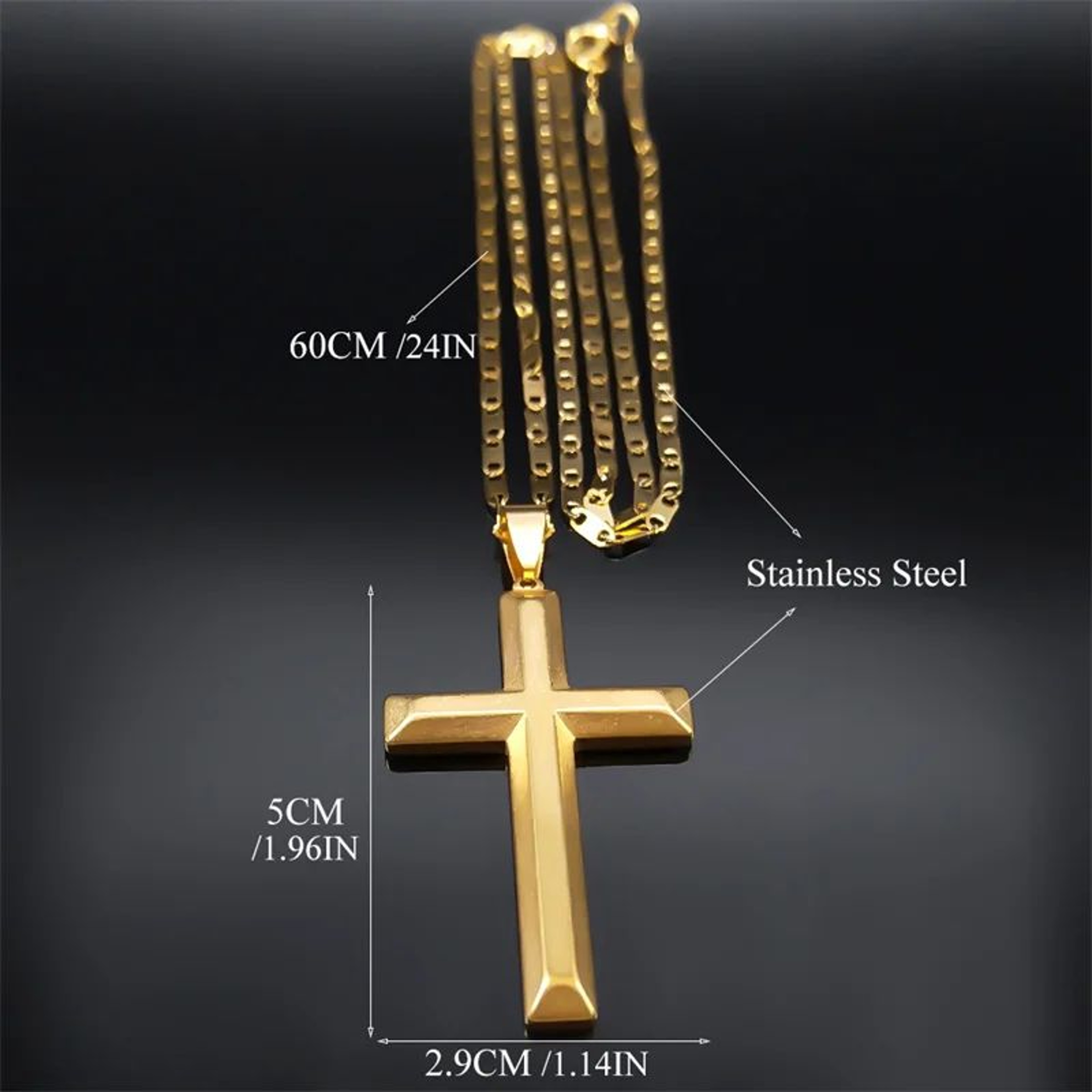 FaithShield GoldPlated Stainless Steel Cross Necklace With Jesus Pendant  Hip Hop Style Jesus Cross 5