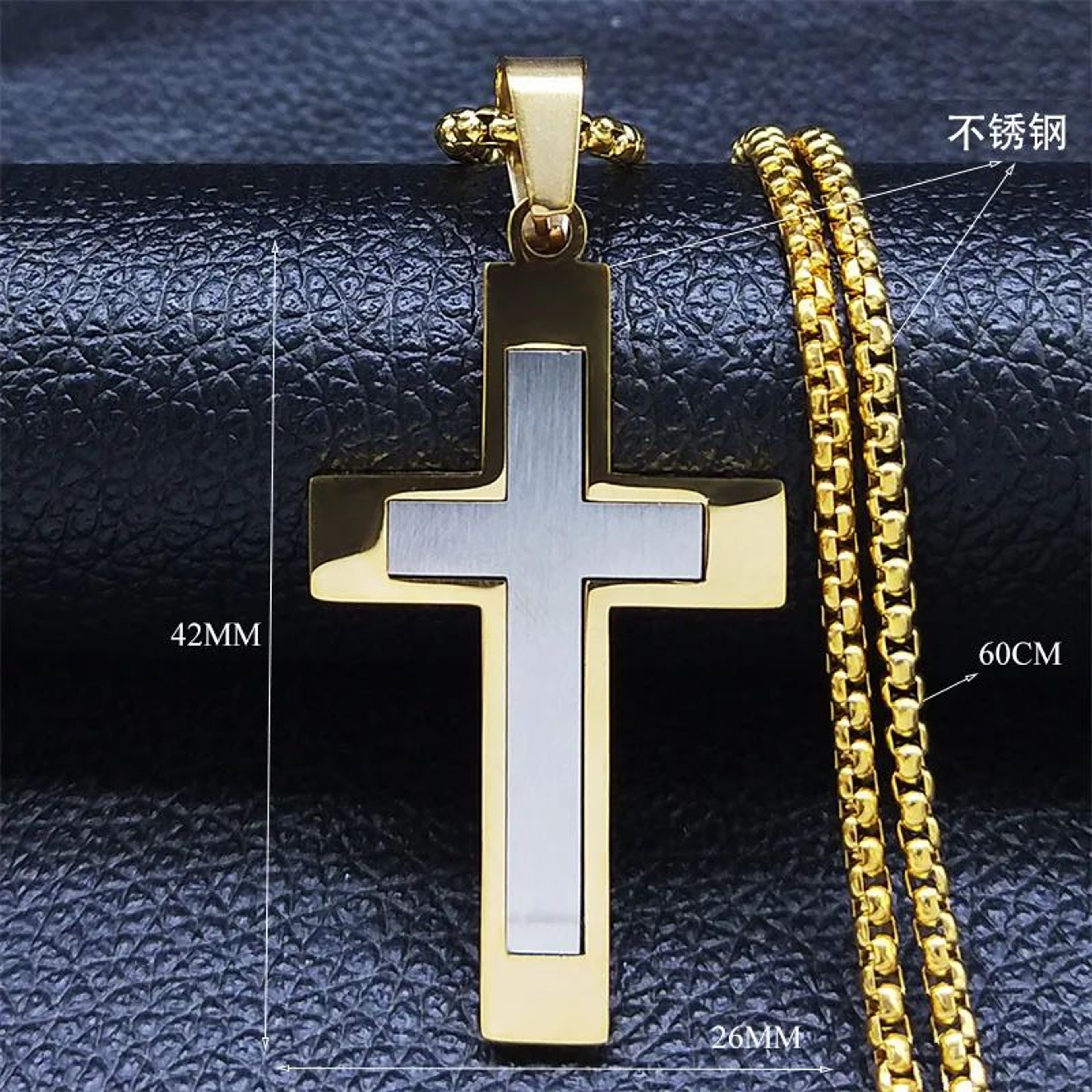 FaithGuard Stainless Steel Cross Pendant Necklace  Unisex Christian Cross Necklace With 60cm Chain 1