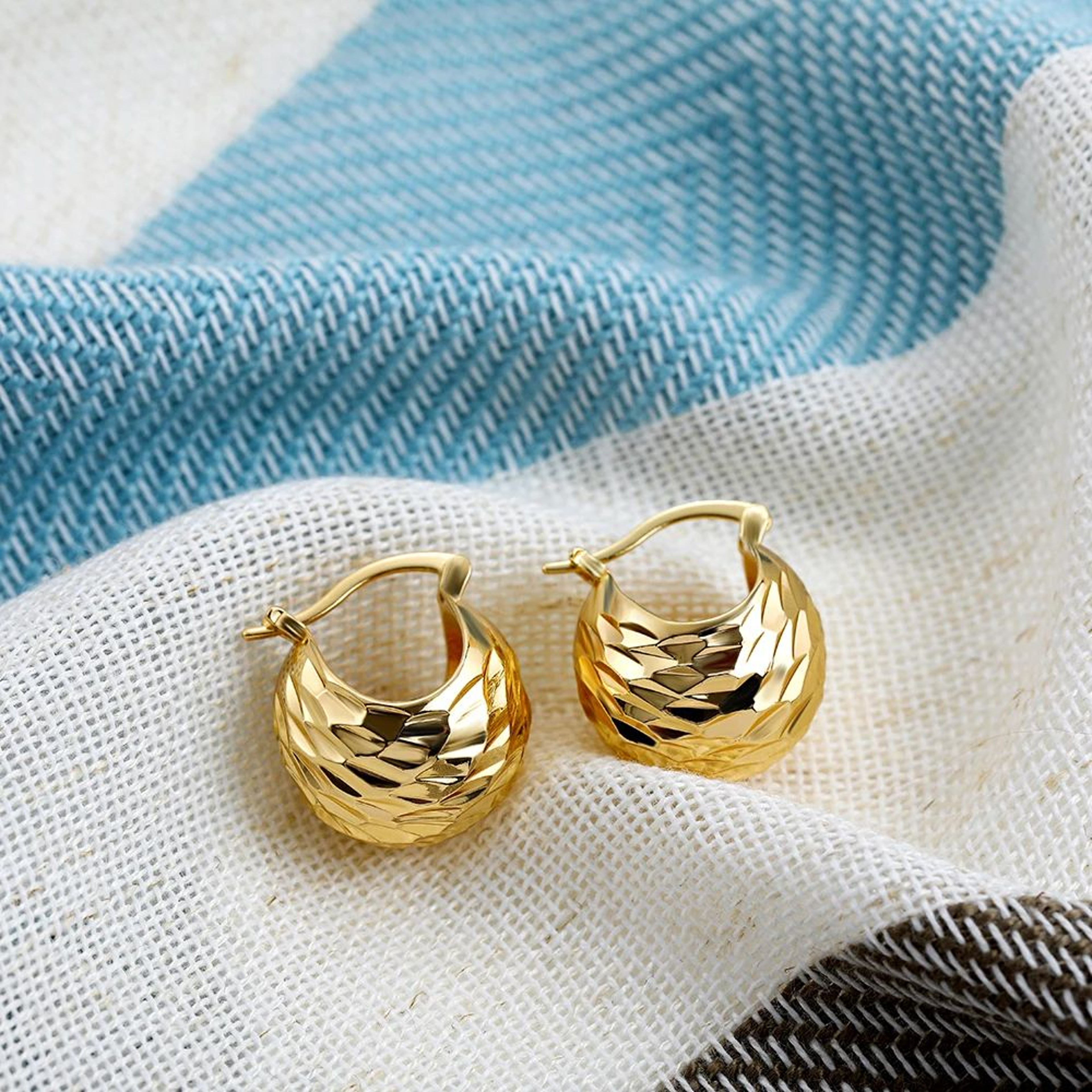 Chunky Gold Rhinestone Huggie Hoop Earrings  Stainless Steel Gold Plated Statement Hoops 4