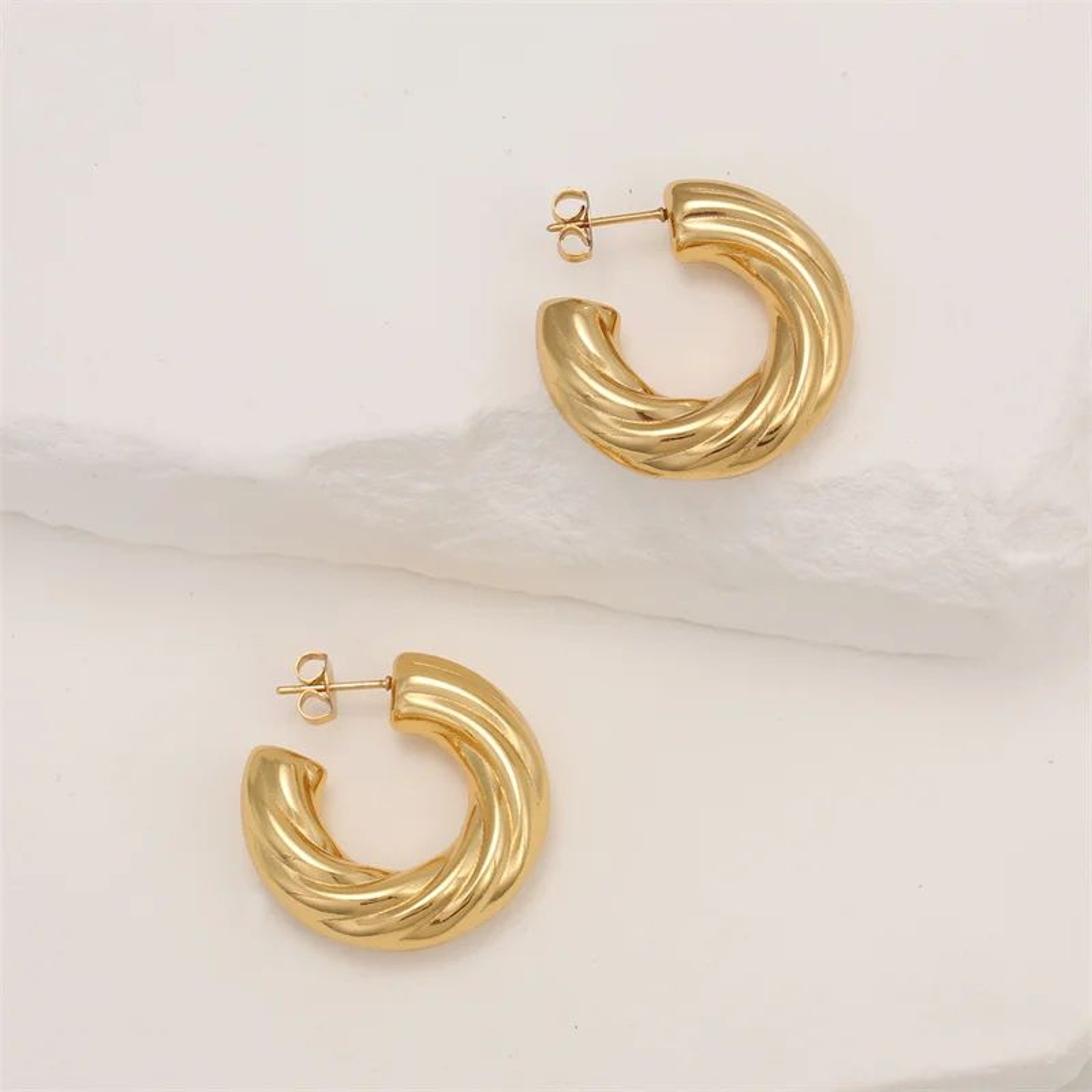 Twist Hollow Tube Stainless Steel Earrings  Chic Twist Dangle Earrings For Women 1