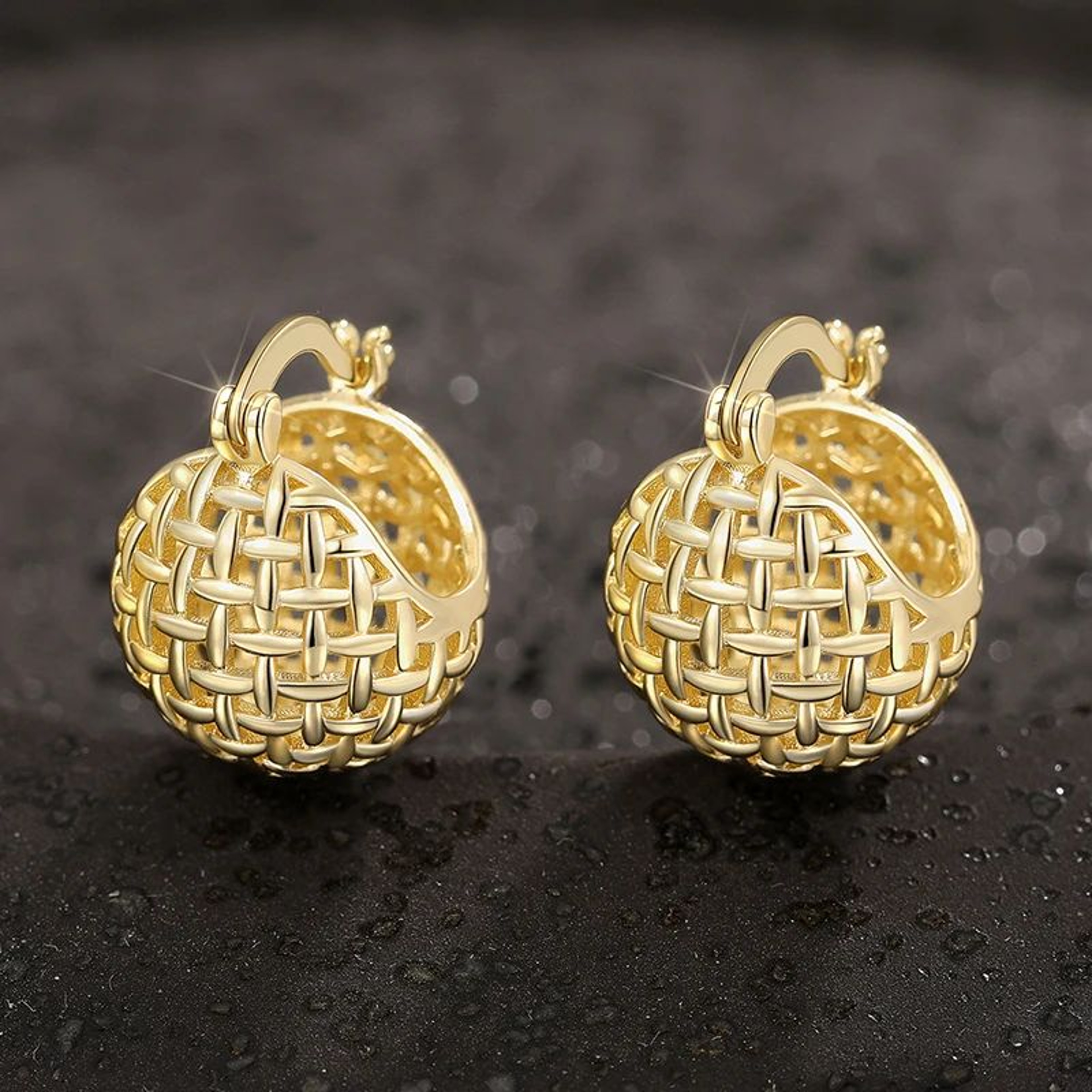 Elegant Ball Accent Gold Hoop Earrings For Women  Minimalist Trendy Hoop Jewelry In Gold Or Silver 3