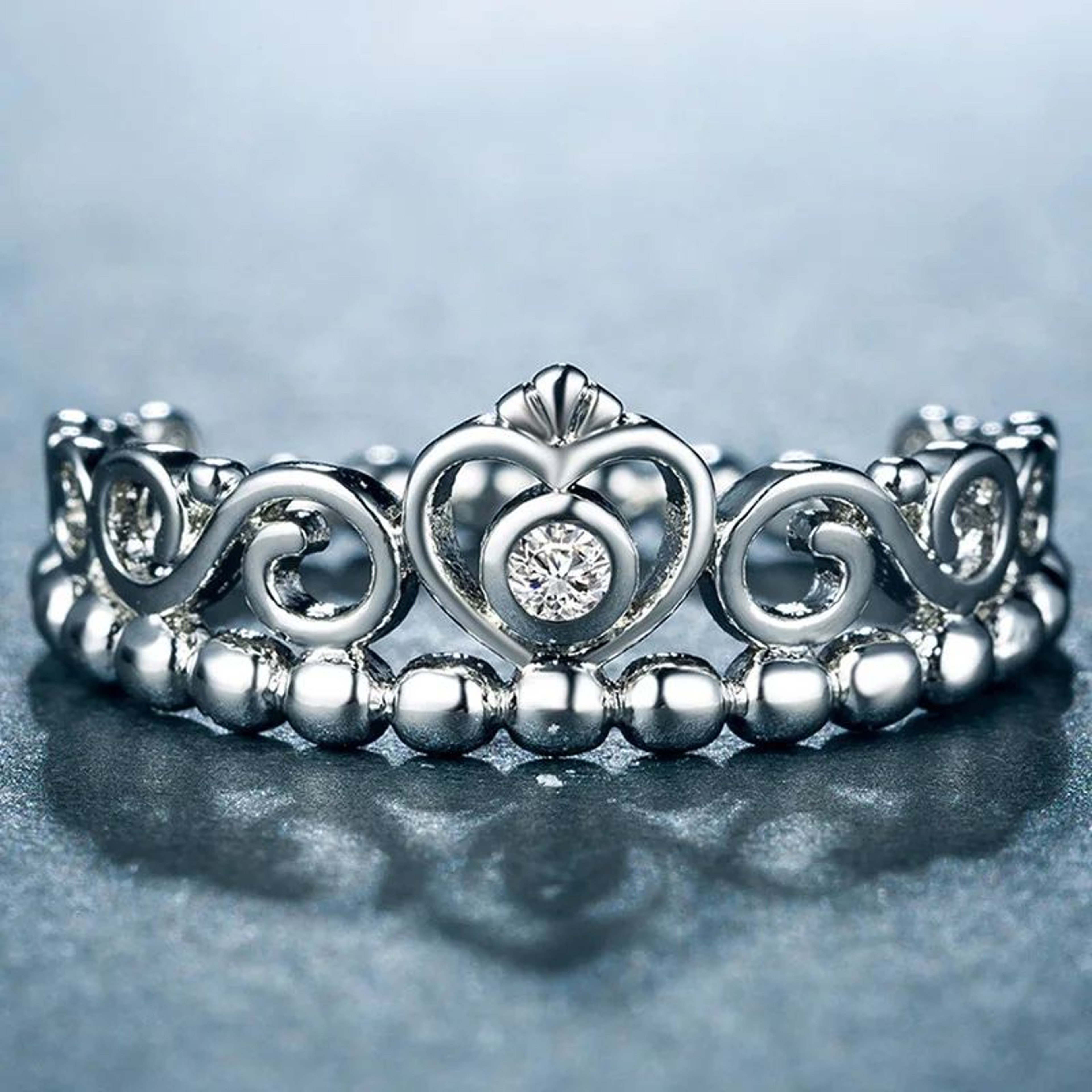 Huitan Crown Ring For Women  Eternity Engagement Ring Wedding Band In Gold Or Silver Tone 2