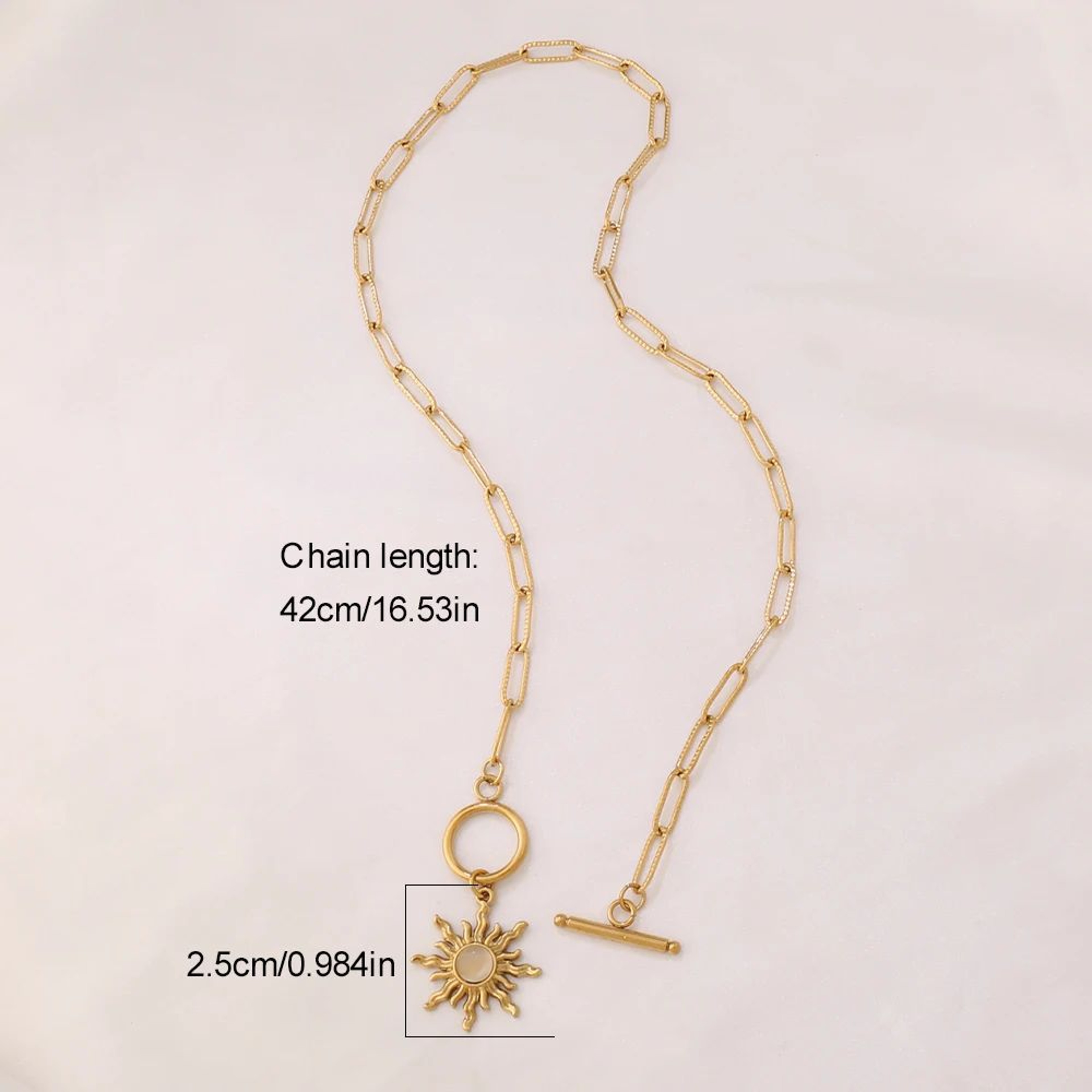 Celestial Turquoise Sun Pendant Necklace  Gold Stainless Steel Sun Pendant Necklace For Women 5