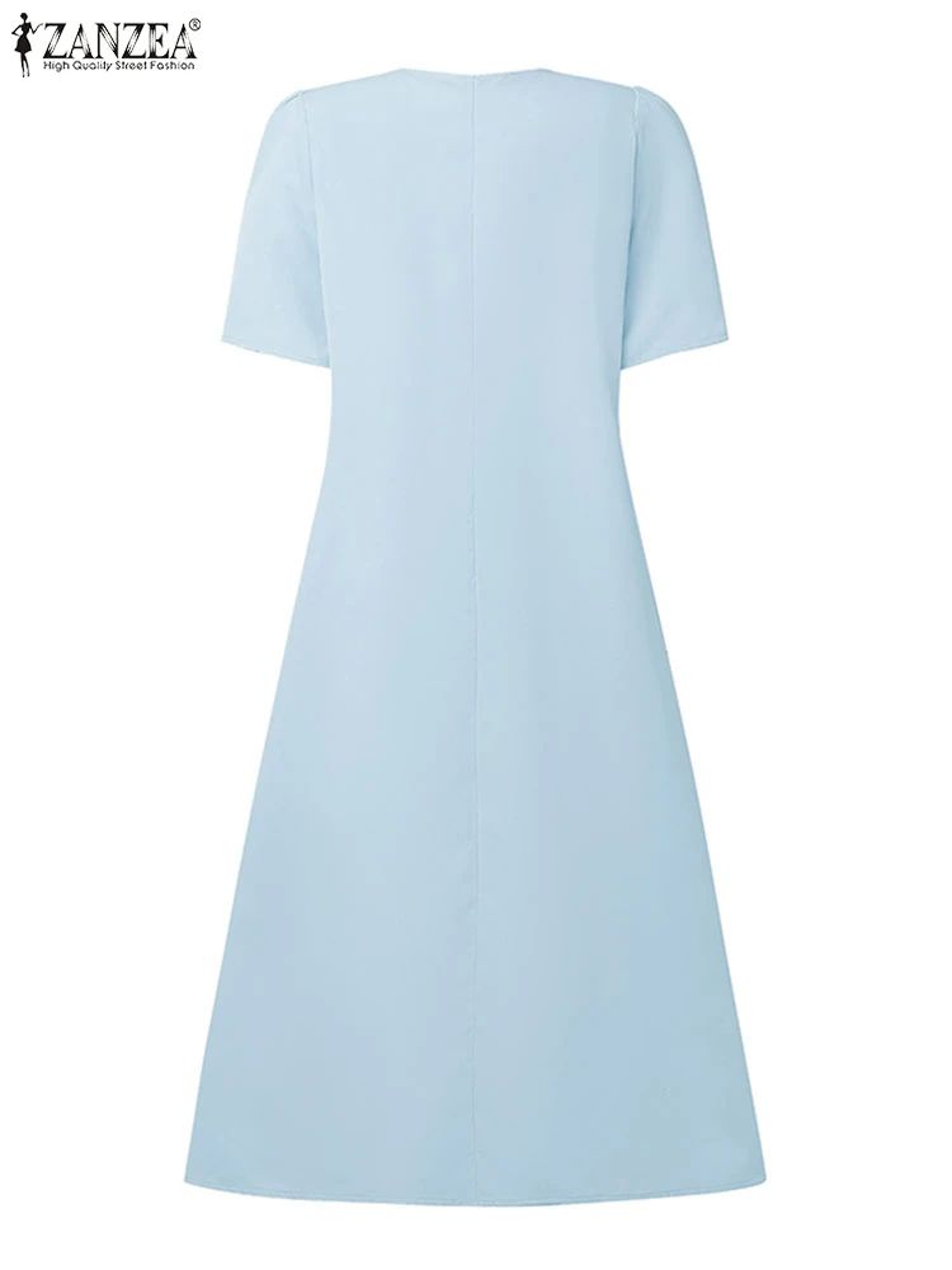 ZANZEA Lace Patchwork Summer Midi Dress With Puff Sleeves  Elegant Casual Sundress For Women 5
