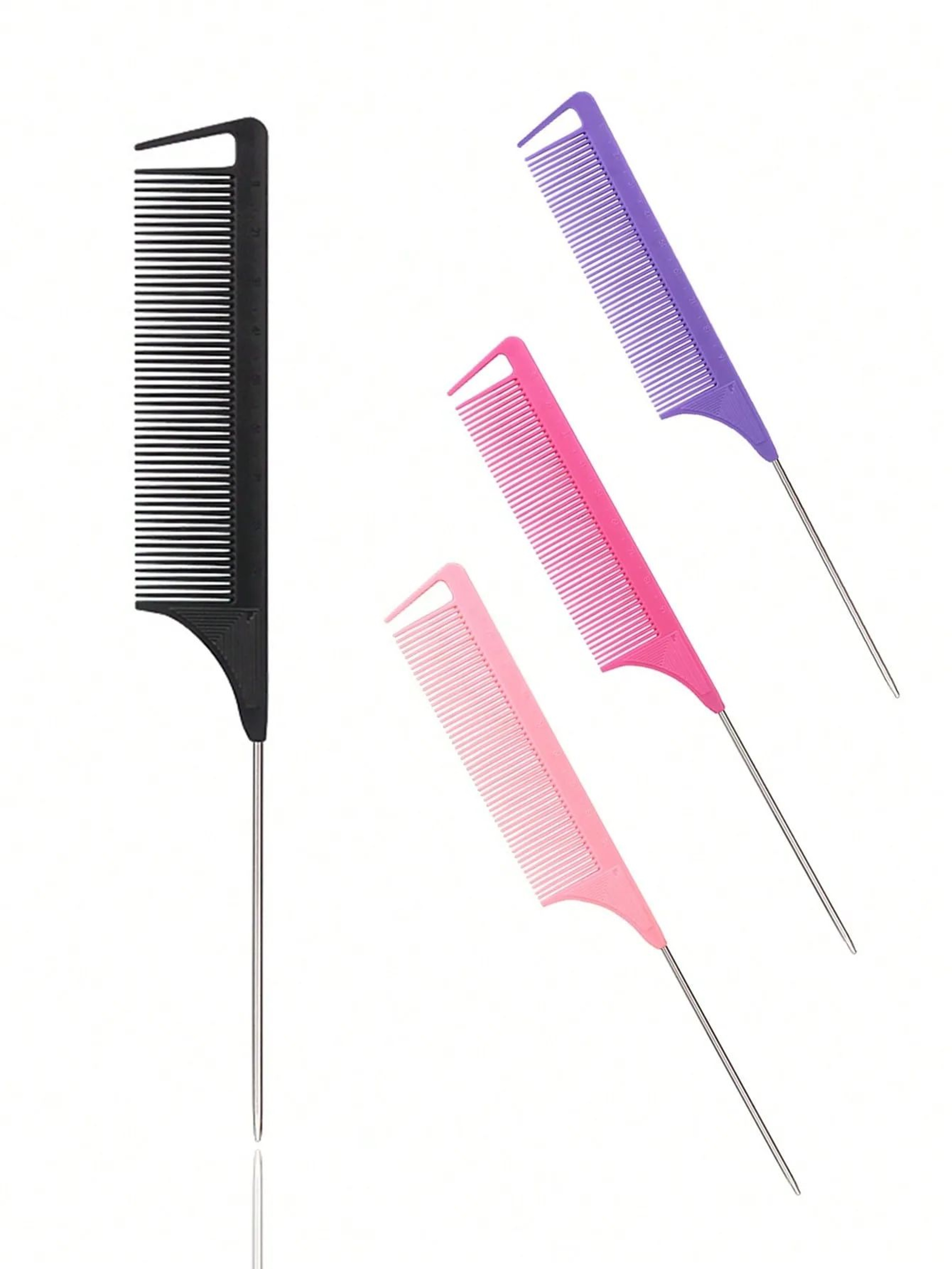 Professional Rat Tail Comb With Stainless Steel Tail  Precision Wig Styling Comb For Salon Hair Sec 0
