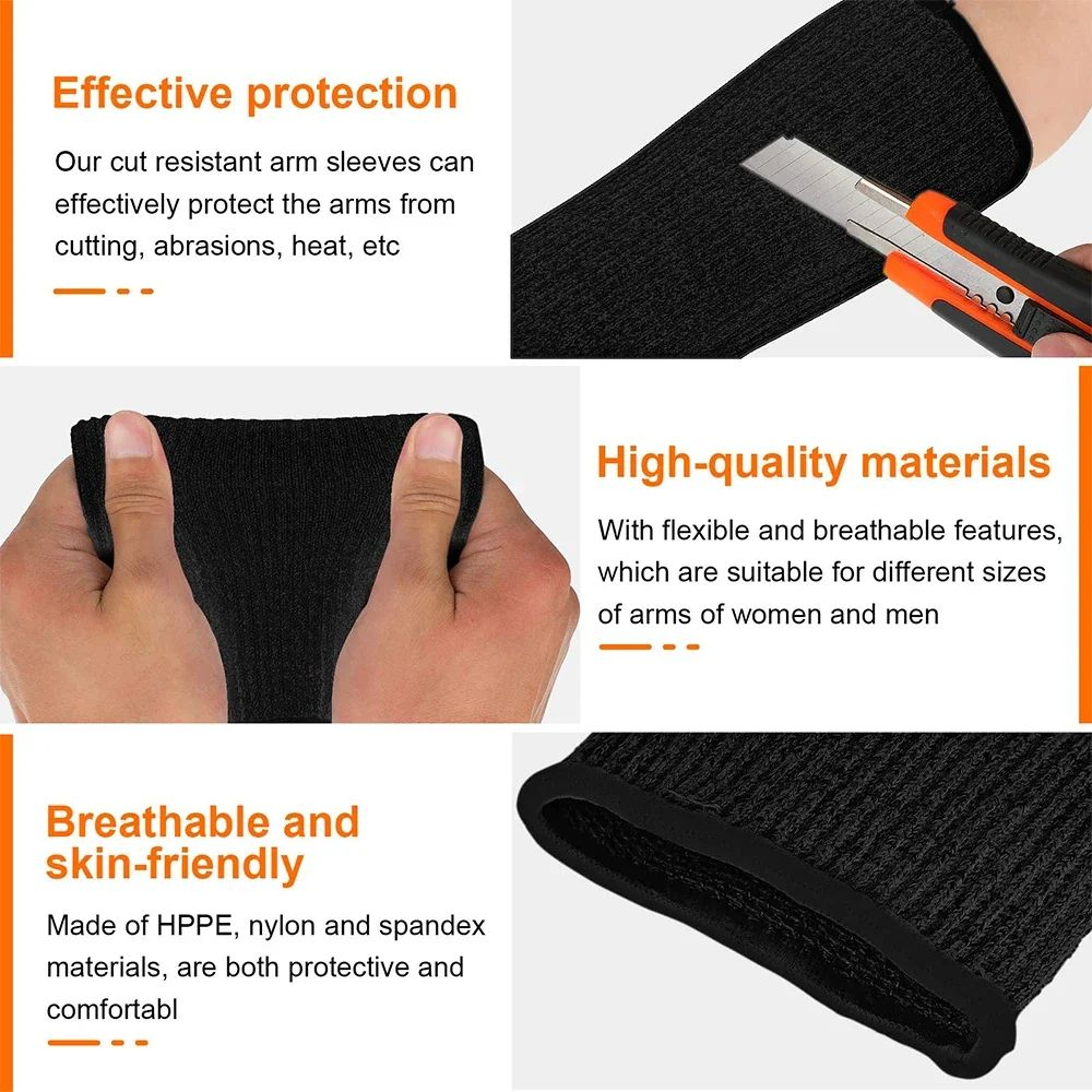 Level 5 Cut Resistant Sleeves  Lightweight Forearm Protection Sleeves For Work Gardening  Kitchen S