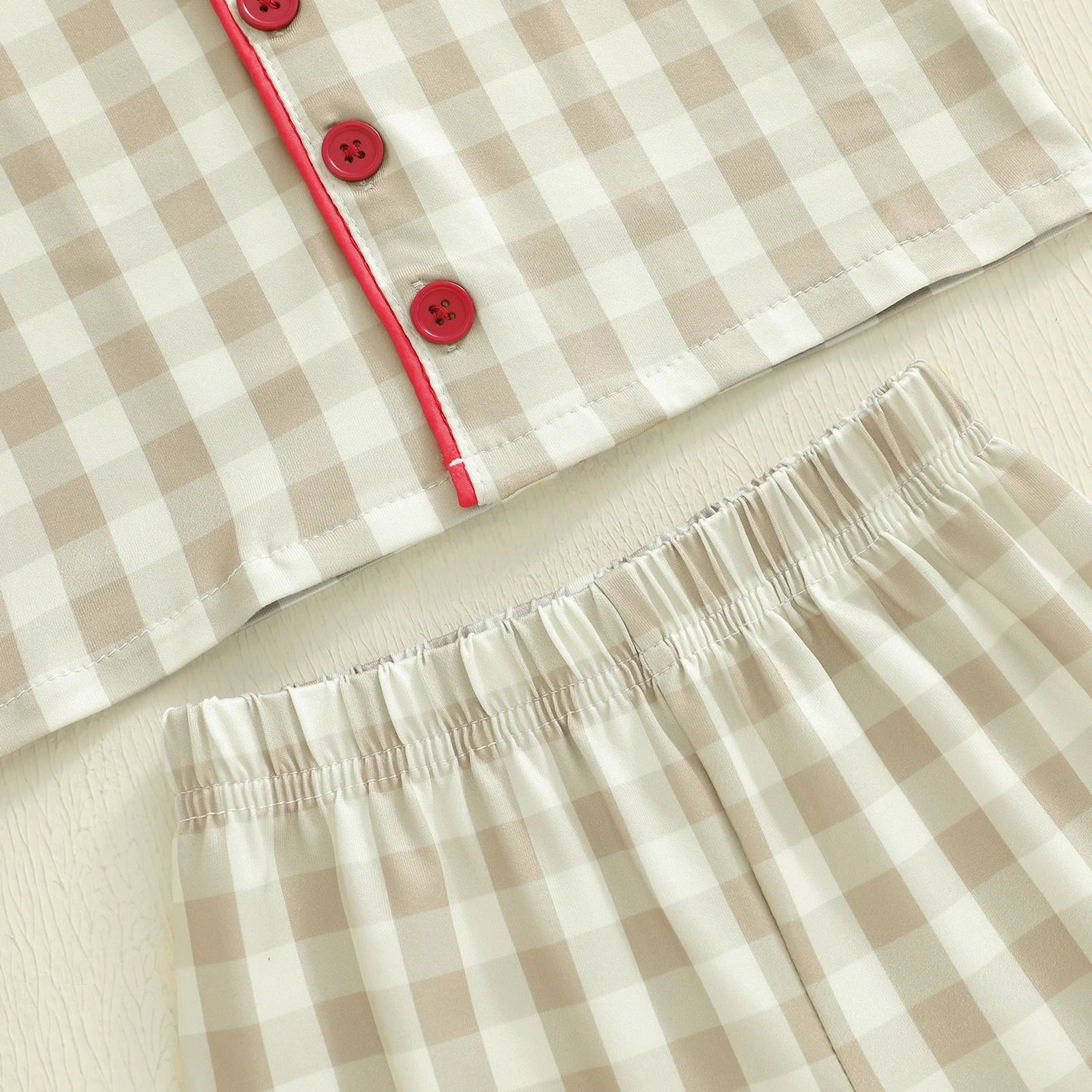 Cozy Gingerbread Plaid Christmas Baby Pajamas  2Piece Toddler Holiday Sleepwear Set 4