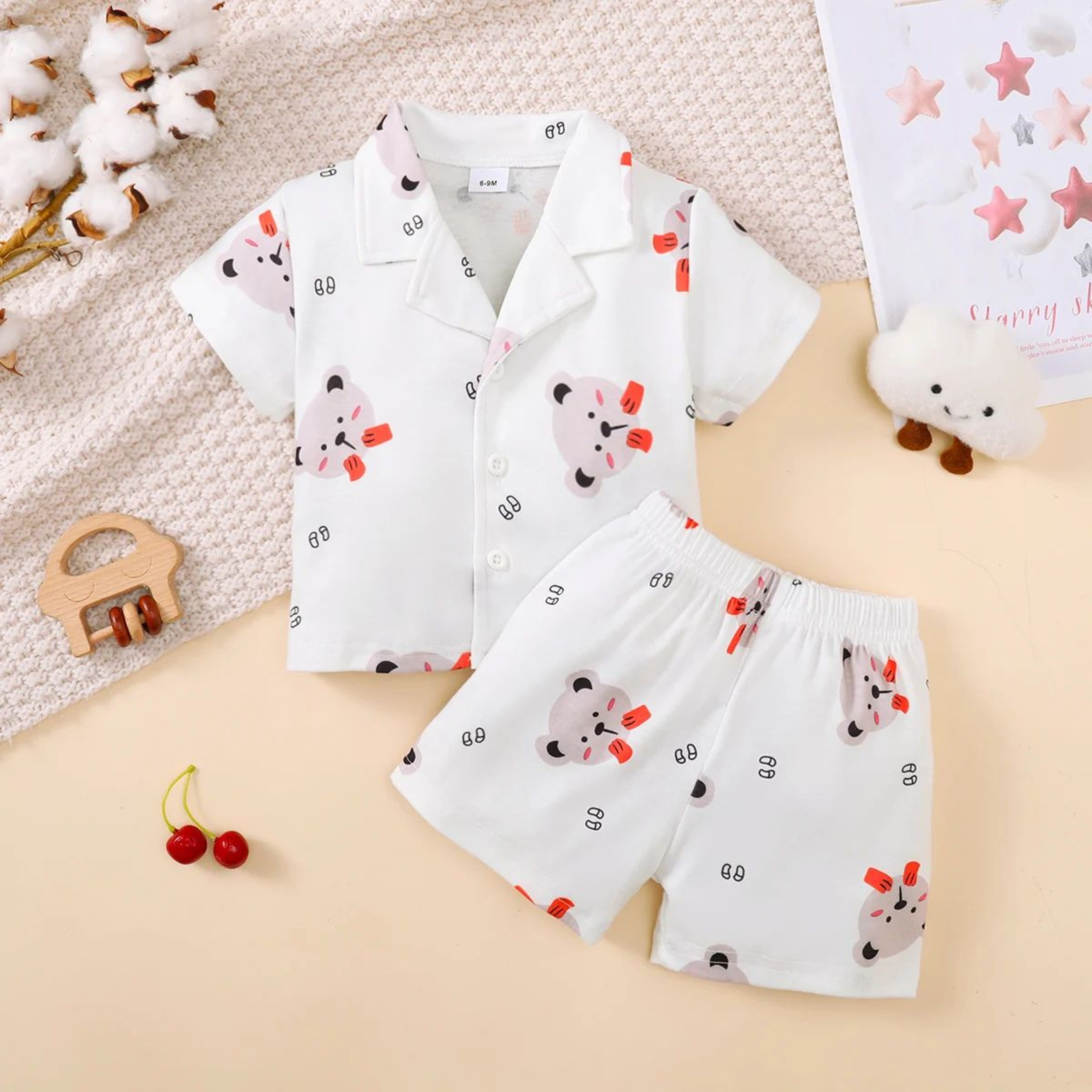 Cartoon Baby Pajama Set  Soft Cotton Toddler Summer Pajamas With Short Sleeve Top  Shorts 03 Years 4