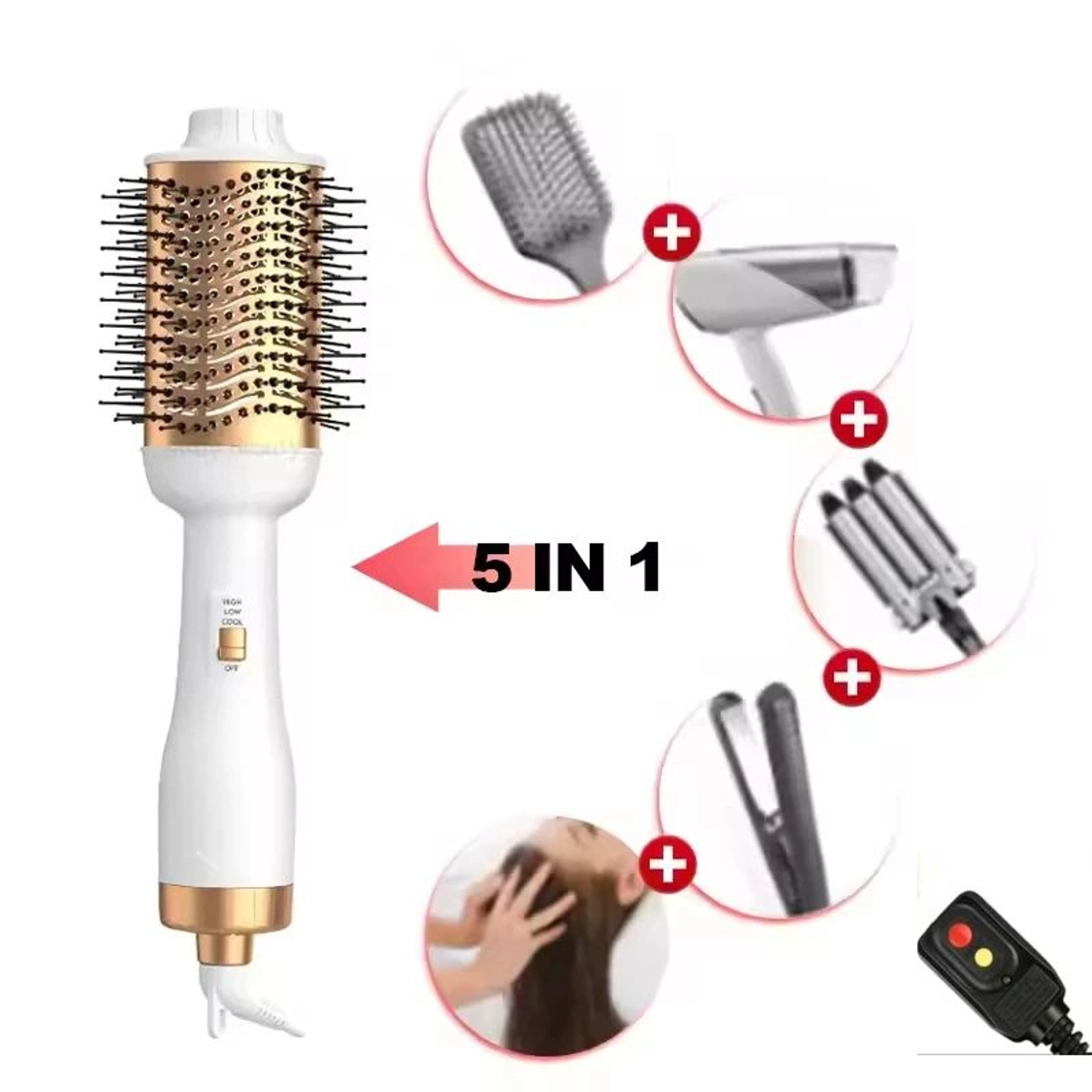 3in1 Hot Air Brush Ionic Hair Styler  Hair Dryer Brush For Straightening Curling  Volume 0
