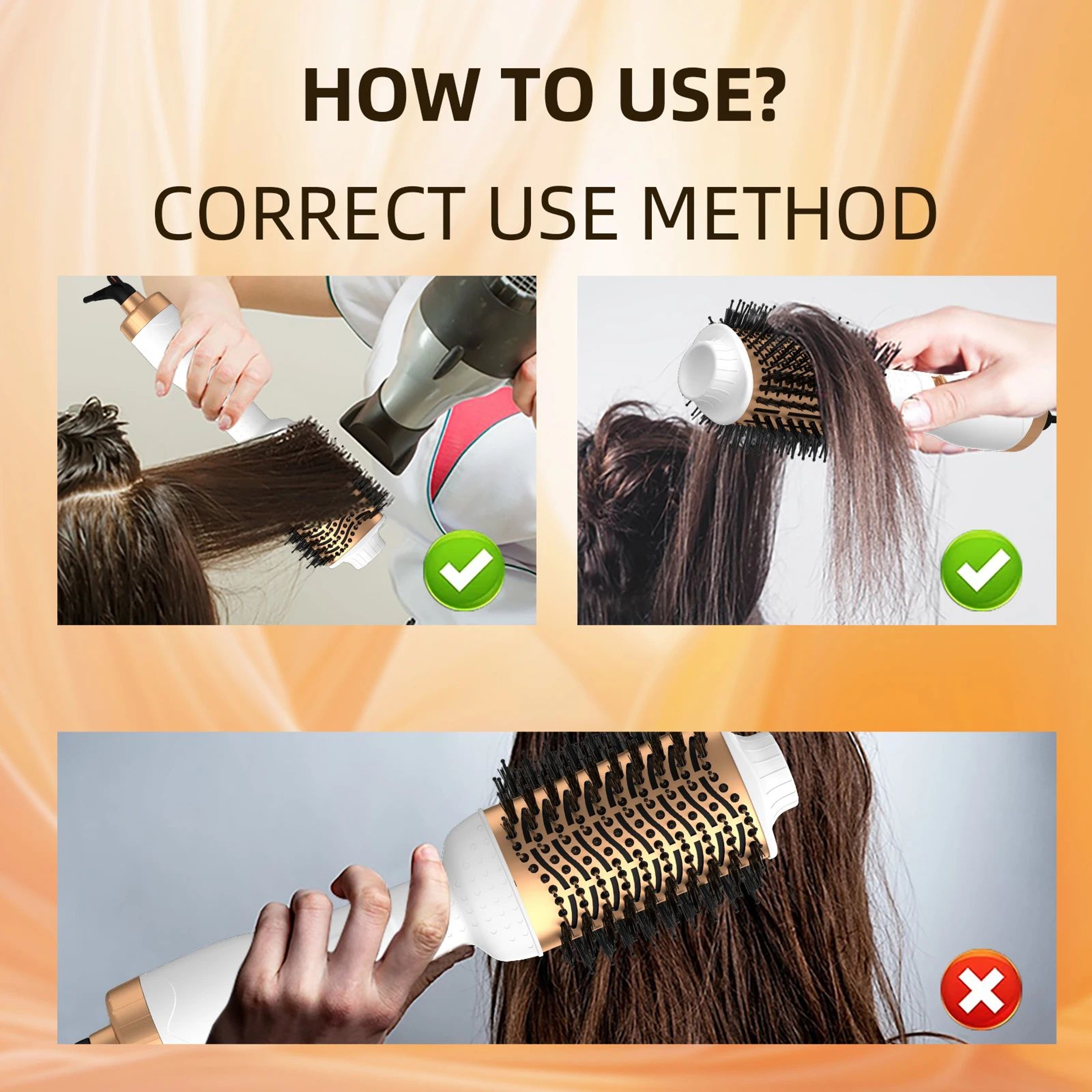 3in1 Hot Air Brush Ionic Hair Styler  Hair Dryer Brush For Straightening Curling  Volume 4