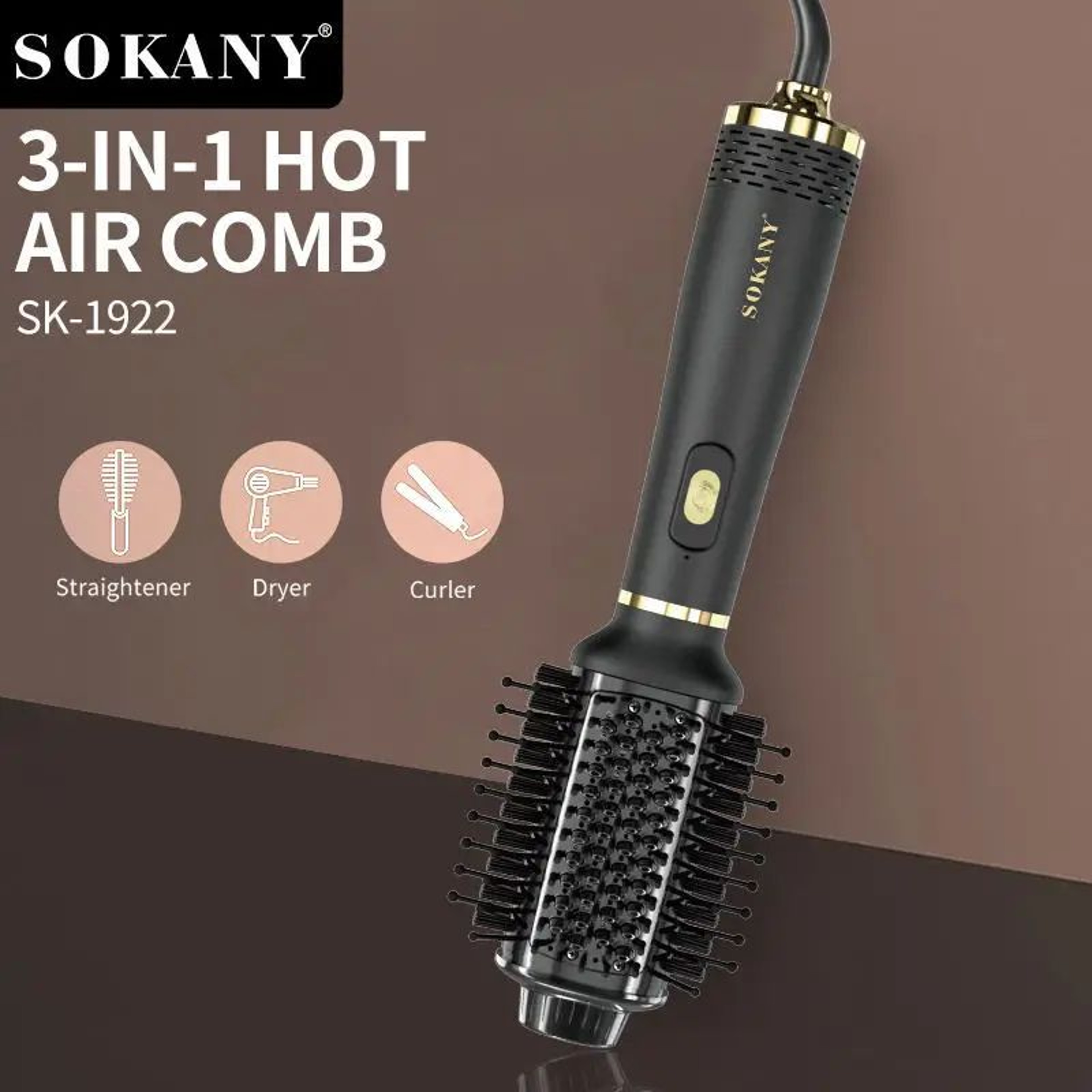 SOKANY 3in1 Ionic Hot Air Comb  Negative Ion Hair Dryer Brush  Volumizing Styler 0