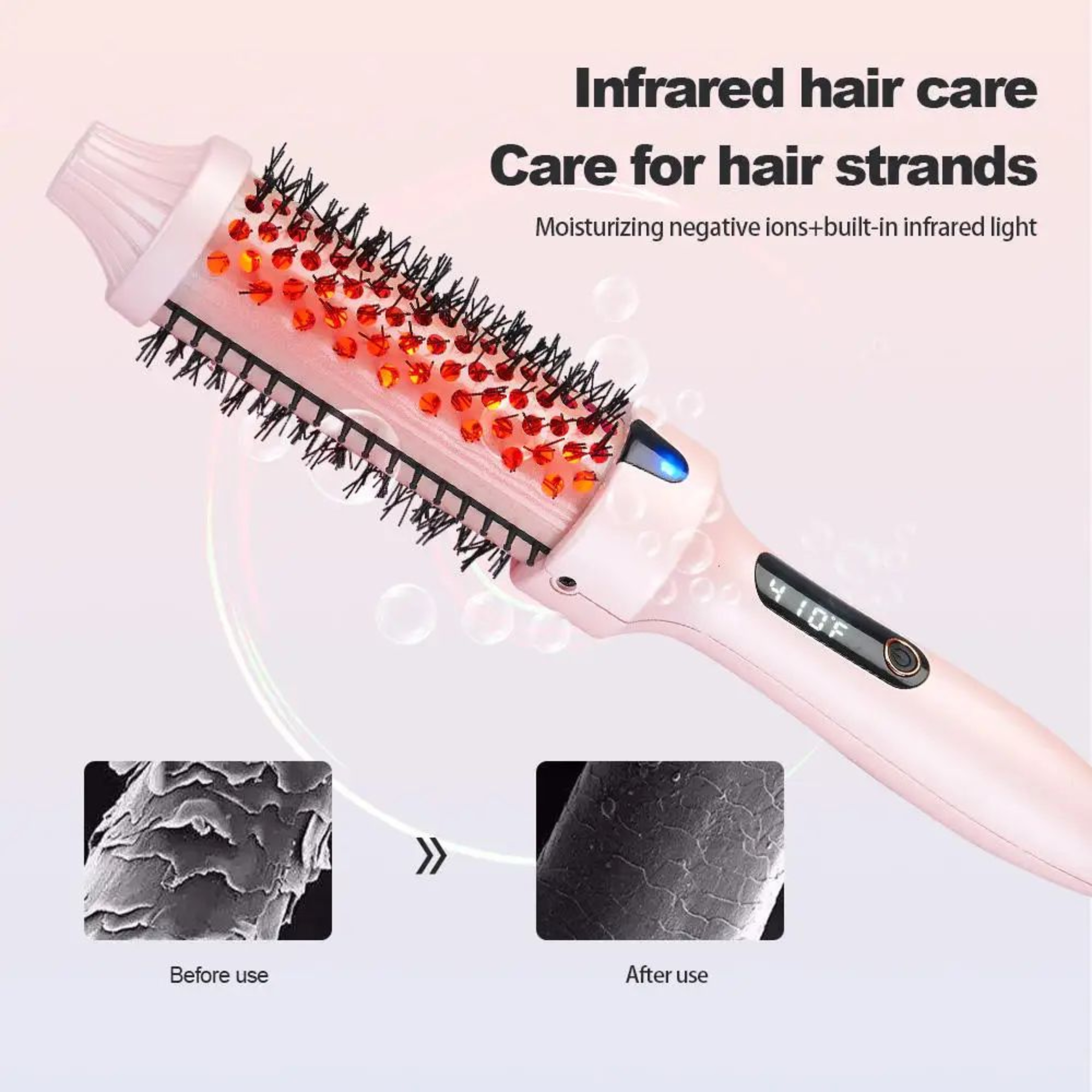 Ionic Infrared Heated Round Brush  3in1 Hair Straightener  Curling Hot Brush 0