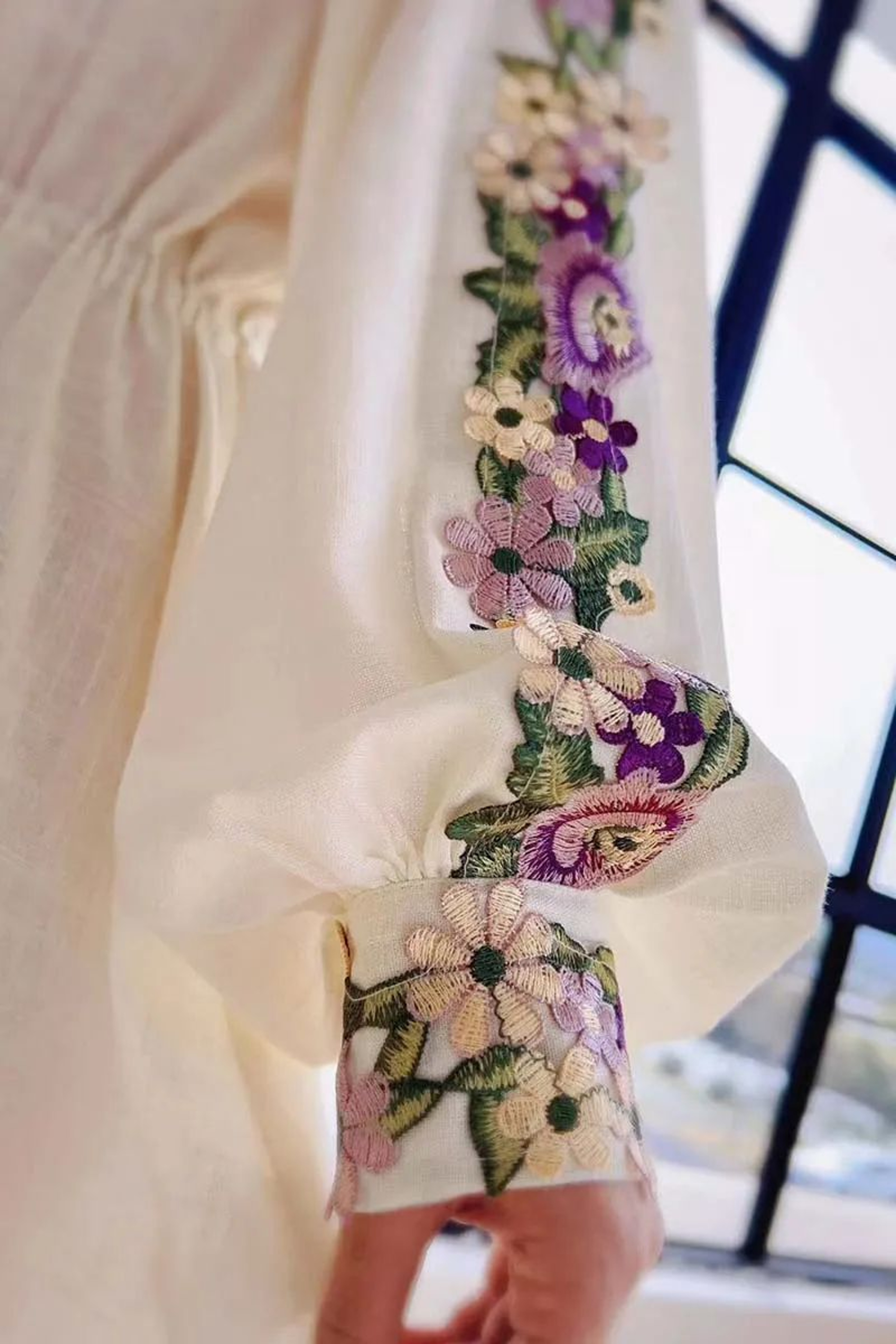 Embroidered Chiffon Dress With Lantern Sleeves  Elegant Beach Style Dress KneeLength Y2K Spring Dre 2