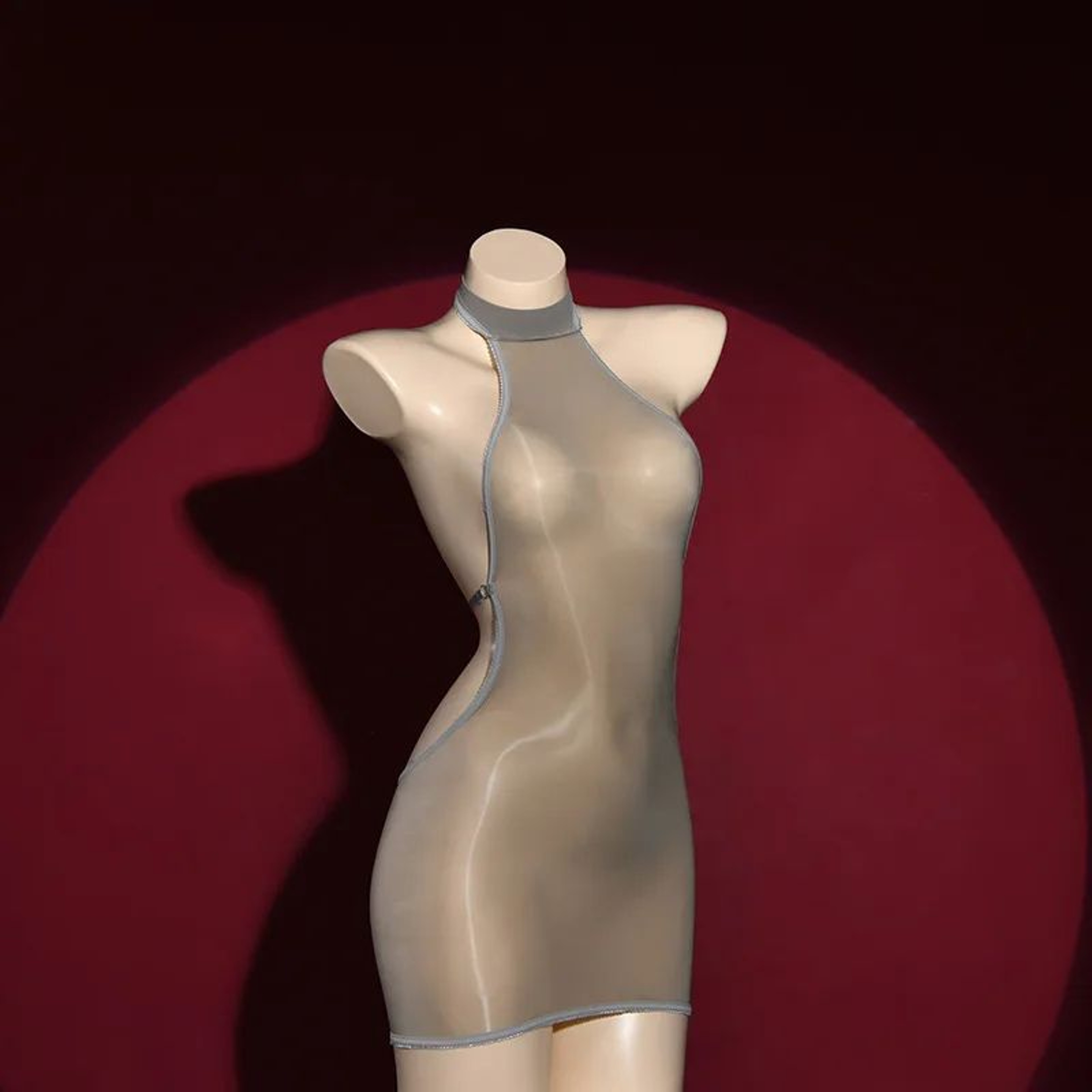 Candy Glow Bodycon Mini Dress  Backless Sheer Glossy Clubwear Dress 4