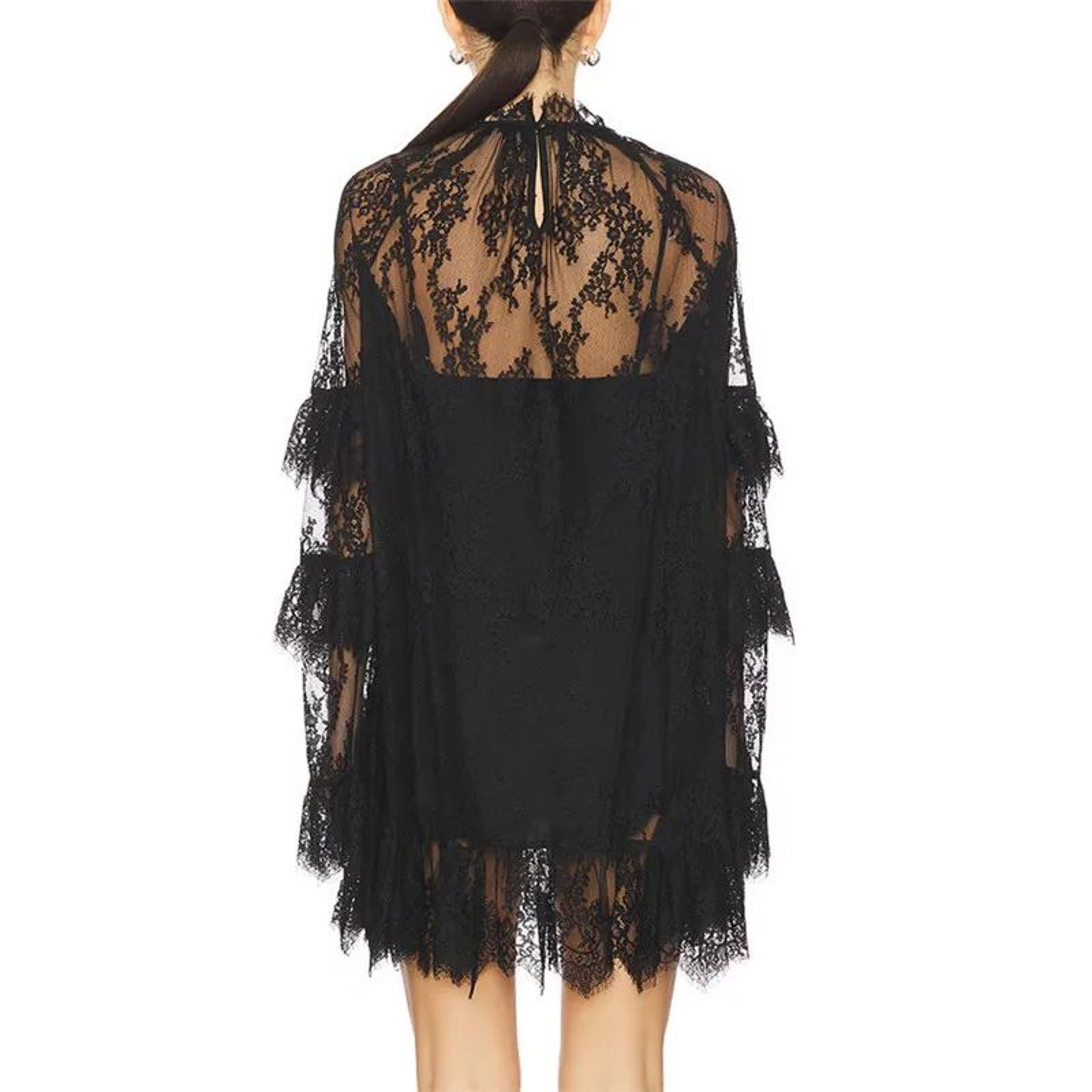 Elegant Floral Sheer Lace Mini Dress  Long Sleeve See Through Mesh Dress For Party  Cocktail Nights 5