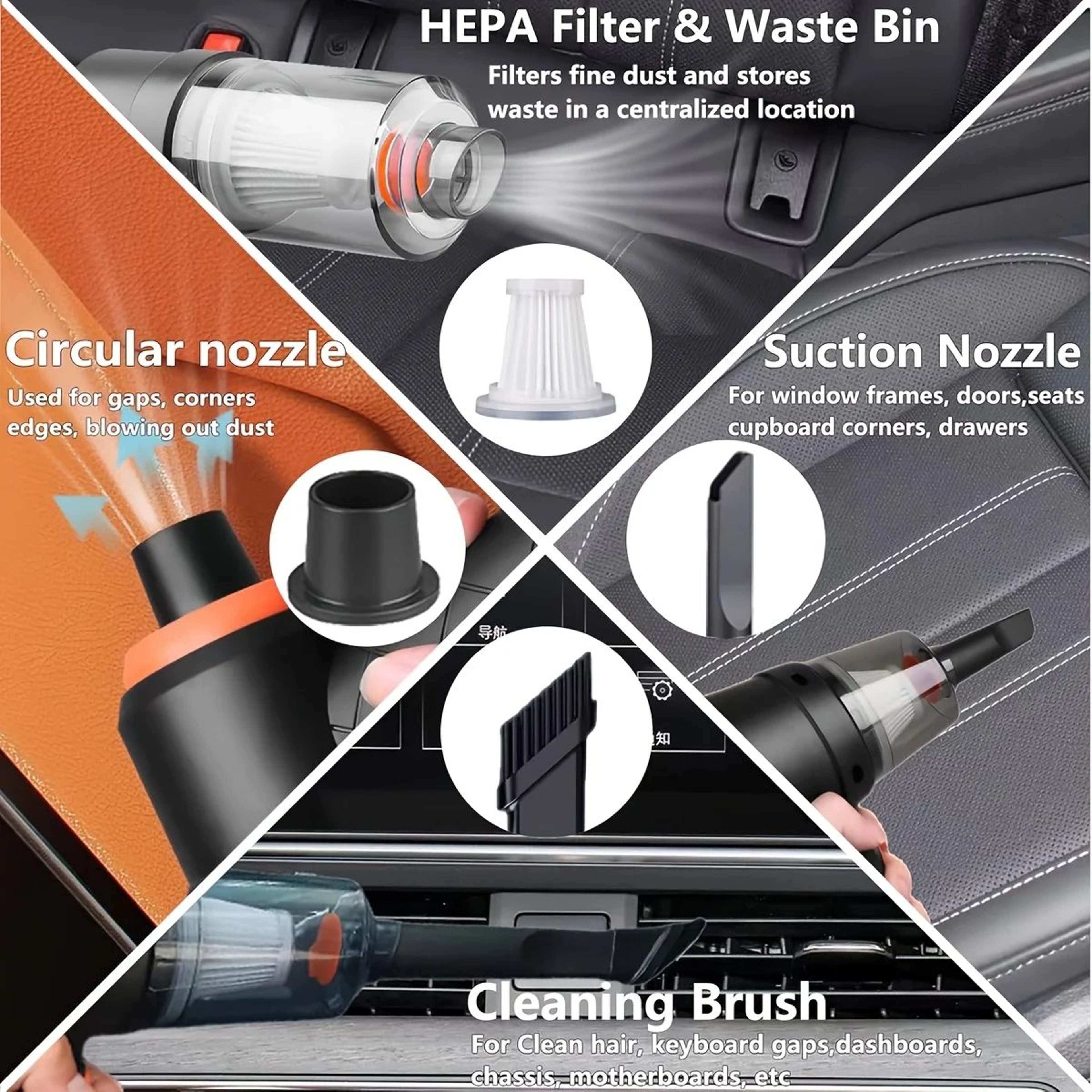 6in1 Cordless Car Vacuum Cleaner  Air Duster  Portable Mini Handheld Cleaner 2