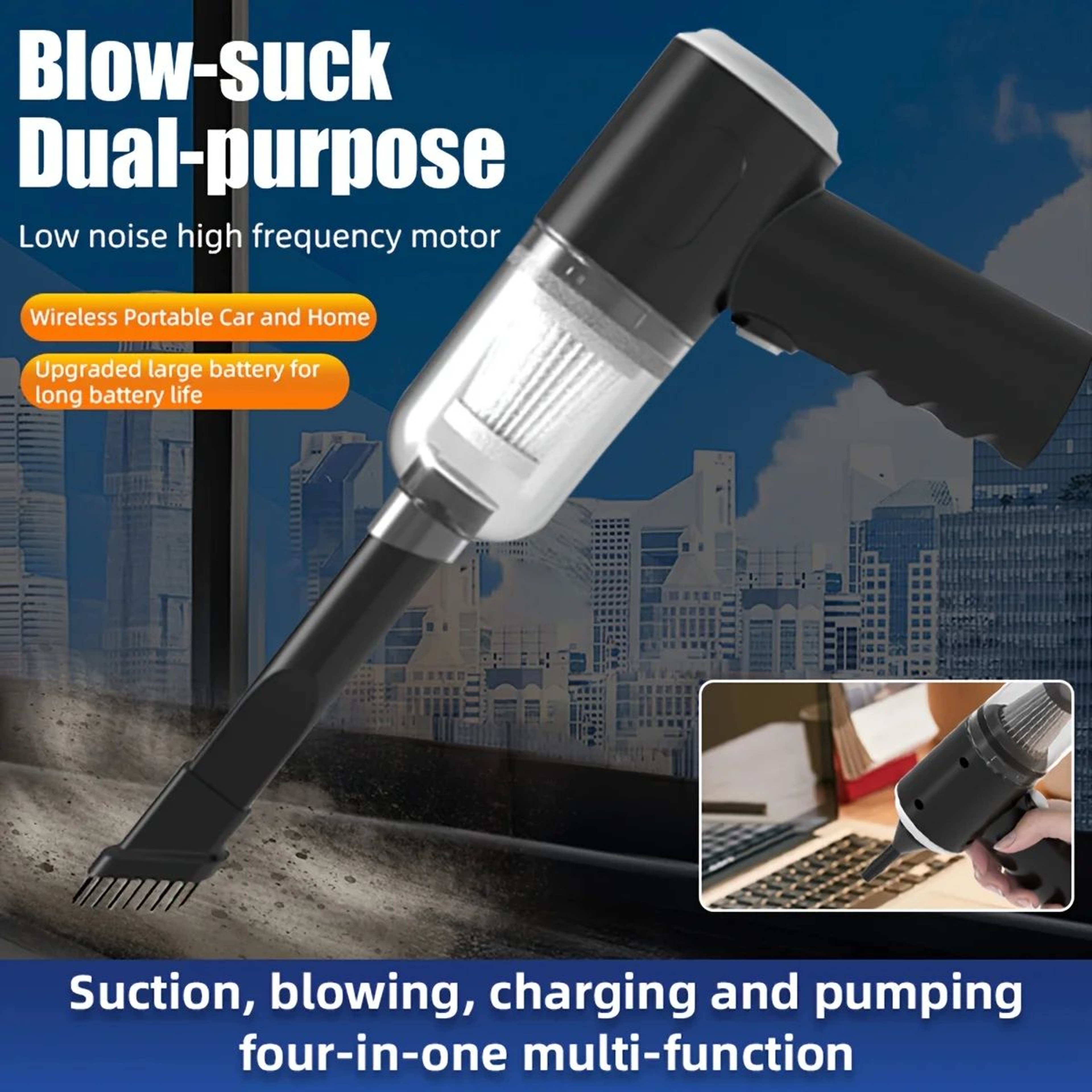 6in1 Cordless Car Vacuum Cleaner  Air Duster  Portable Mini Handheld Cleaner 4