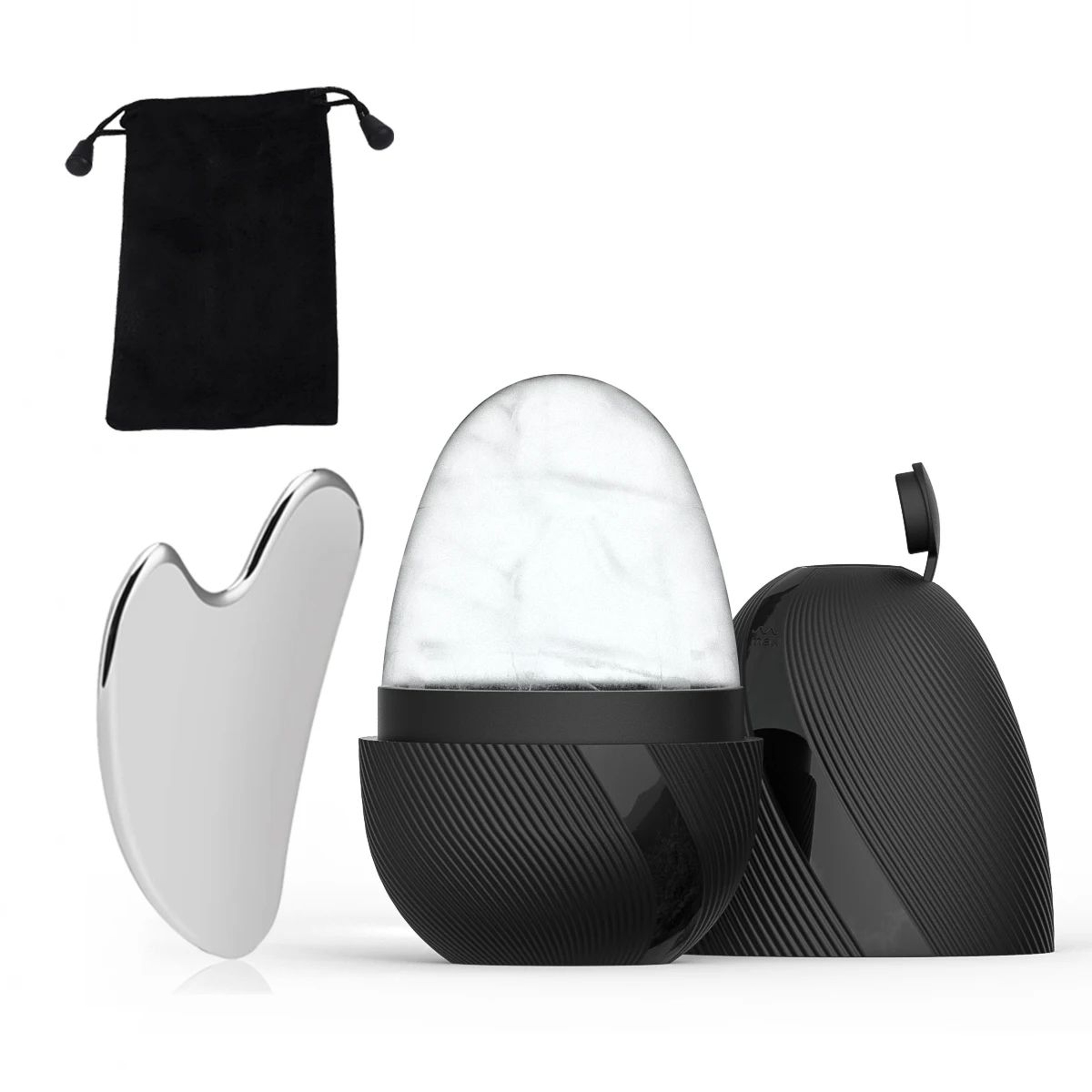 CryoGlow Ice Face Roller  Stainless Steel Gua Sha Facial Sculpting Set 8