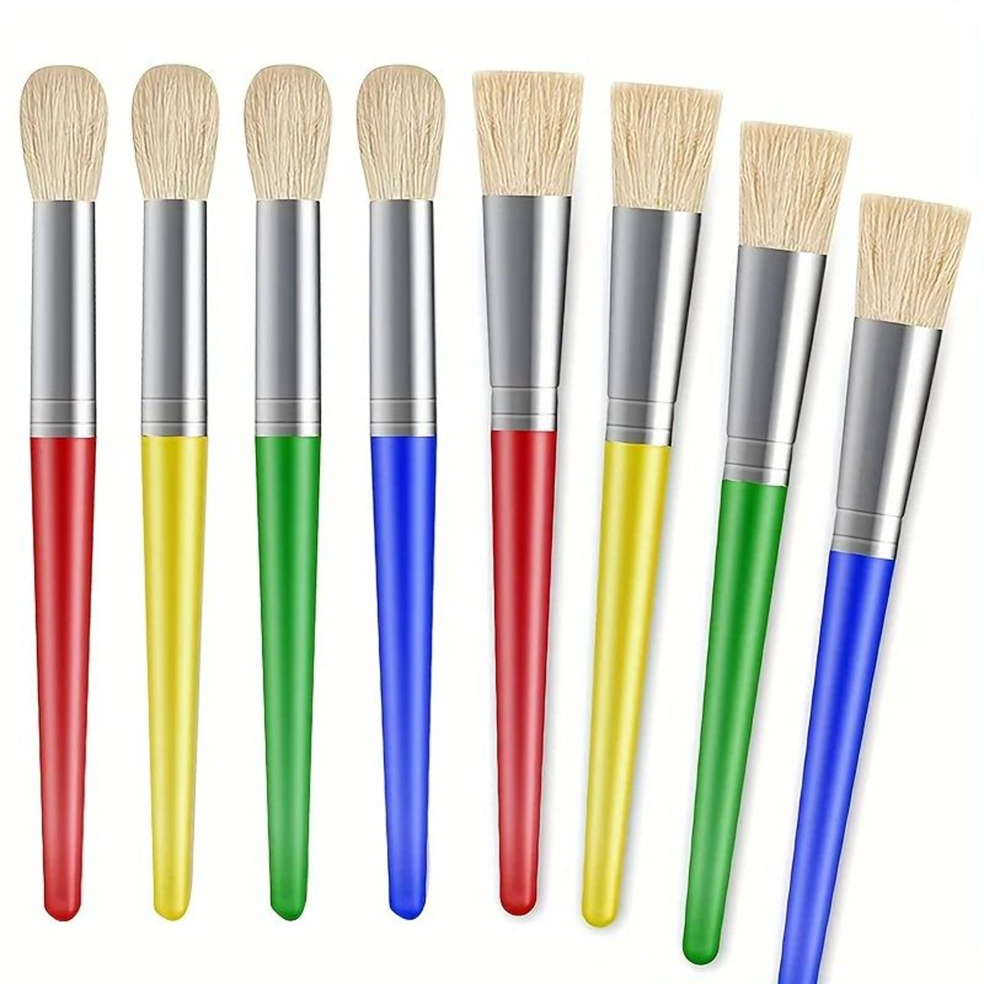 ChubbyGrip Kids Paint Brushes Set  8 Pcs Washable Toddler  Preschool Paint Brushes 0